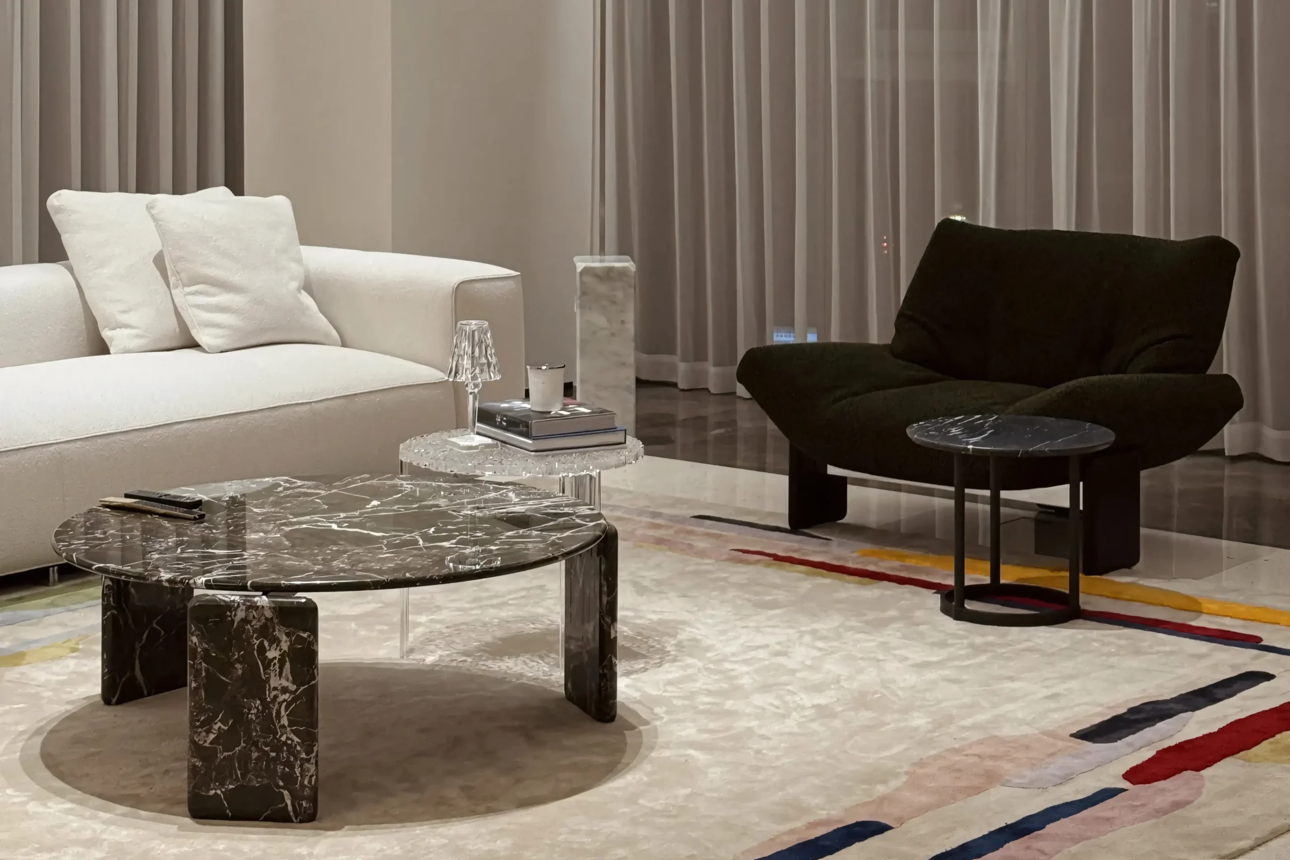 JS-C012 Luxury Natural Marble Round Coffee Table (3-2)