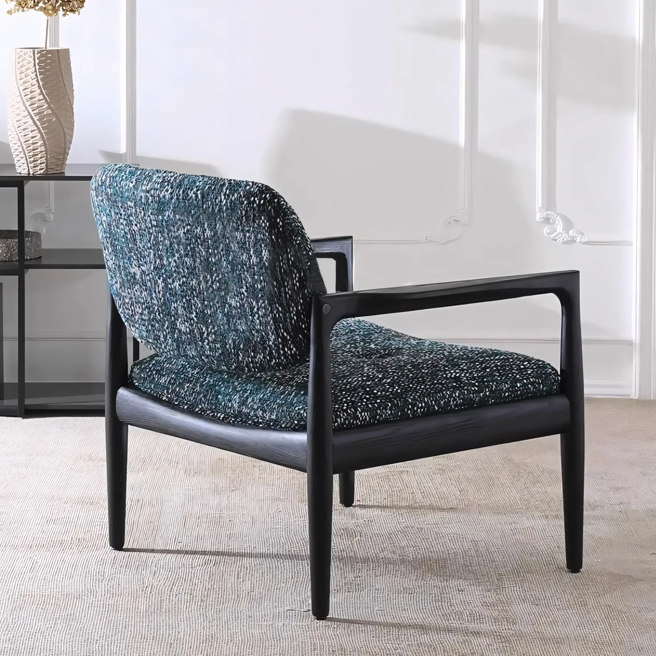 Handcrafted Solid Wood Joinery Club Chair with Floating Backrest - Image 3