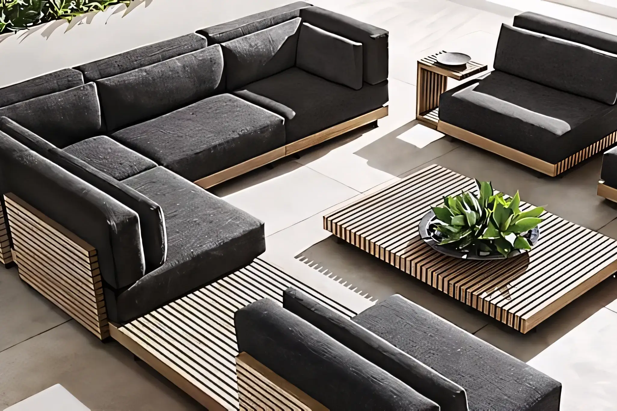 JS-OGS0127 All-Weather Teak Wood Couch (2-3)