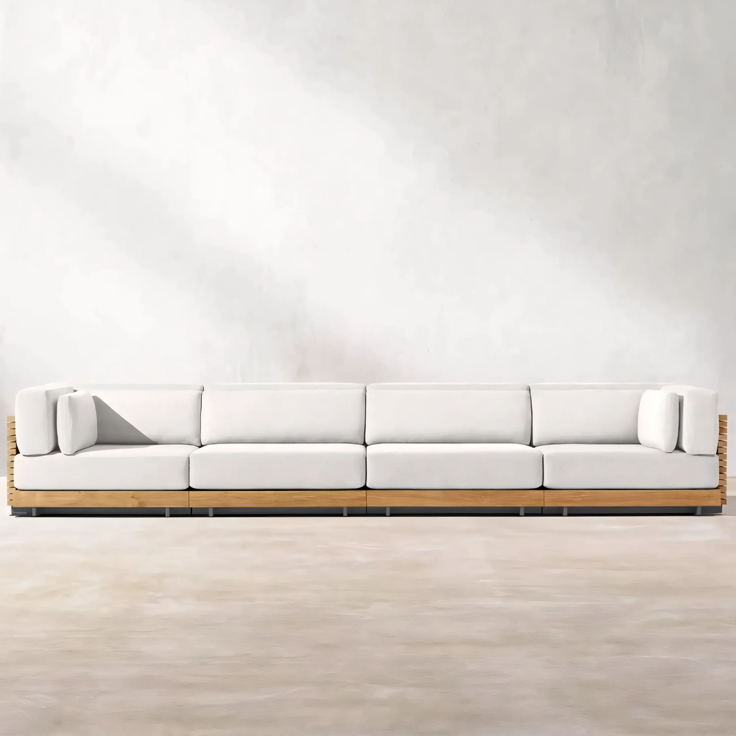 Modular A-Grade Teak Outdoor Sectional Set with Quick-Dry Cushions & Slatted Platform Base - Image 6