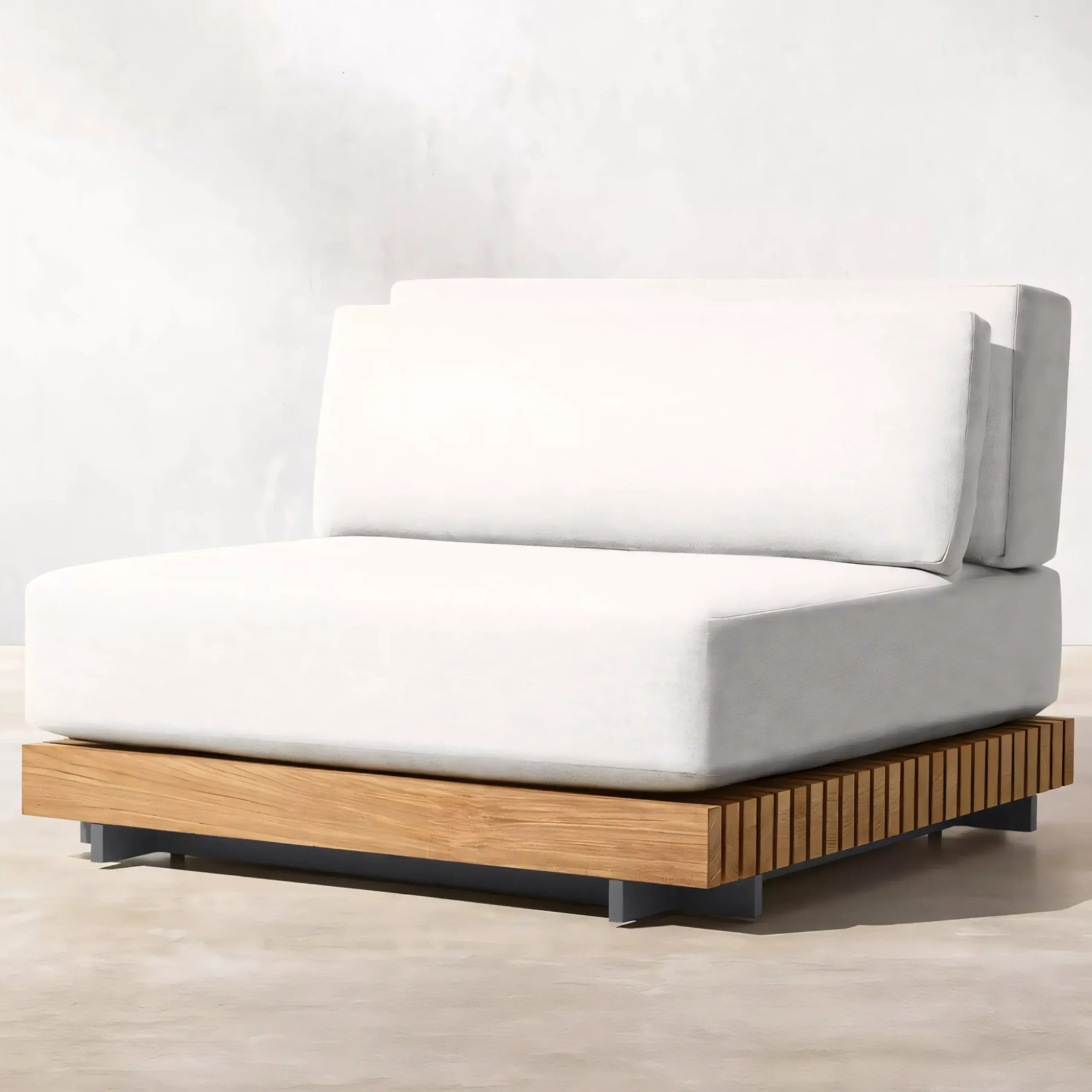 Modular A-Grade Teak Outdoor Sectional Set with Quick-Dry Cushions & Slatted Platform Base - Image 2