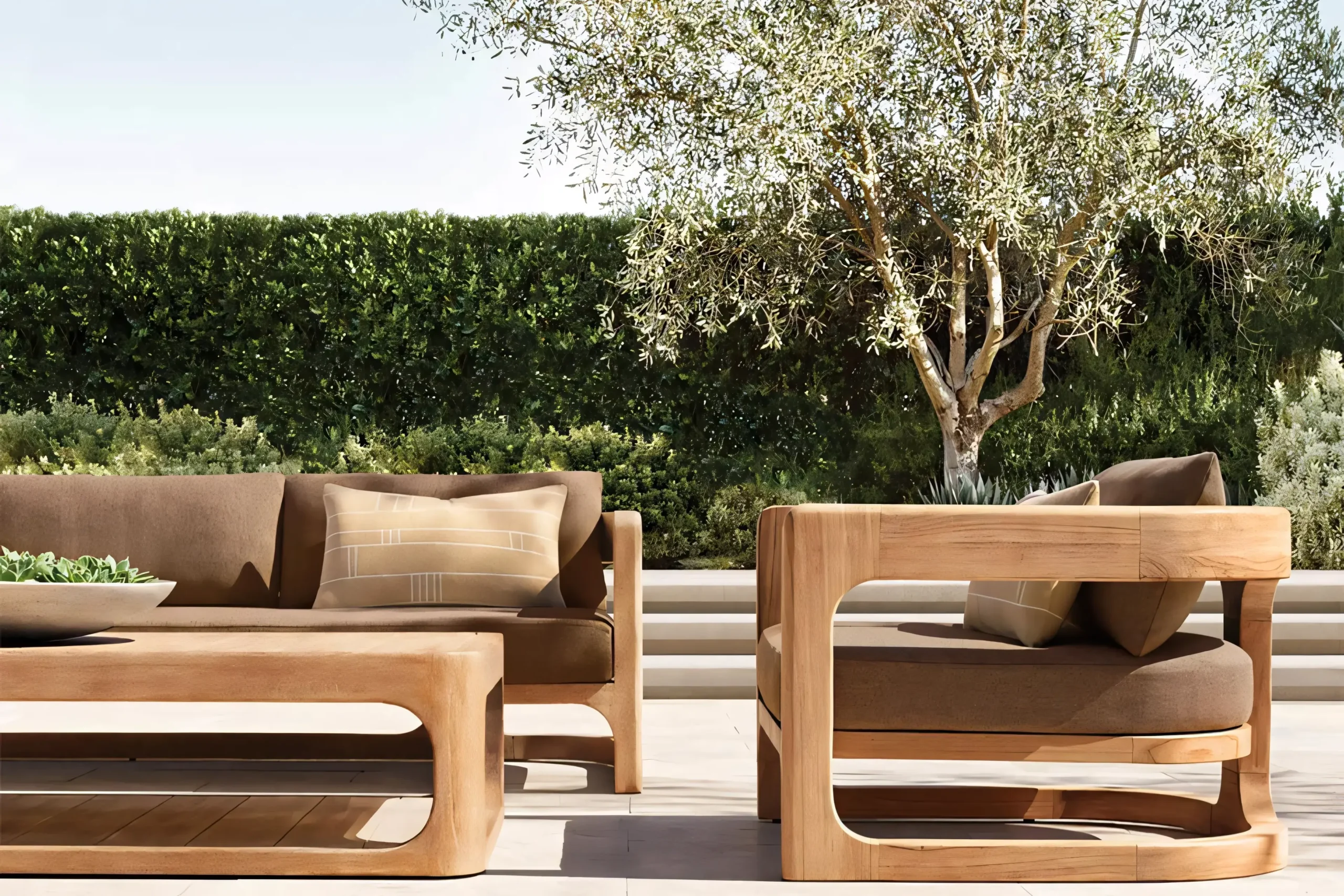 JS-OGS0698 Teak Wood Furniture Garden Sofa (2-1)