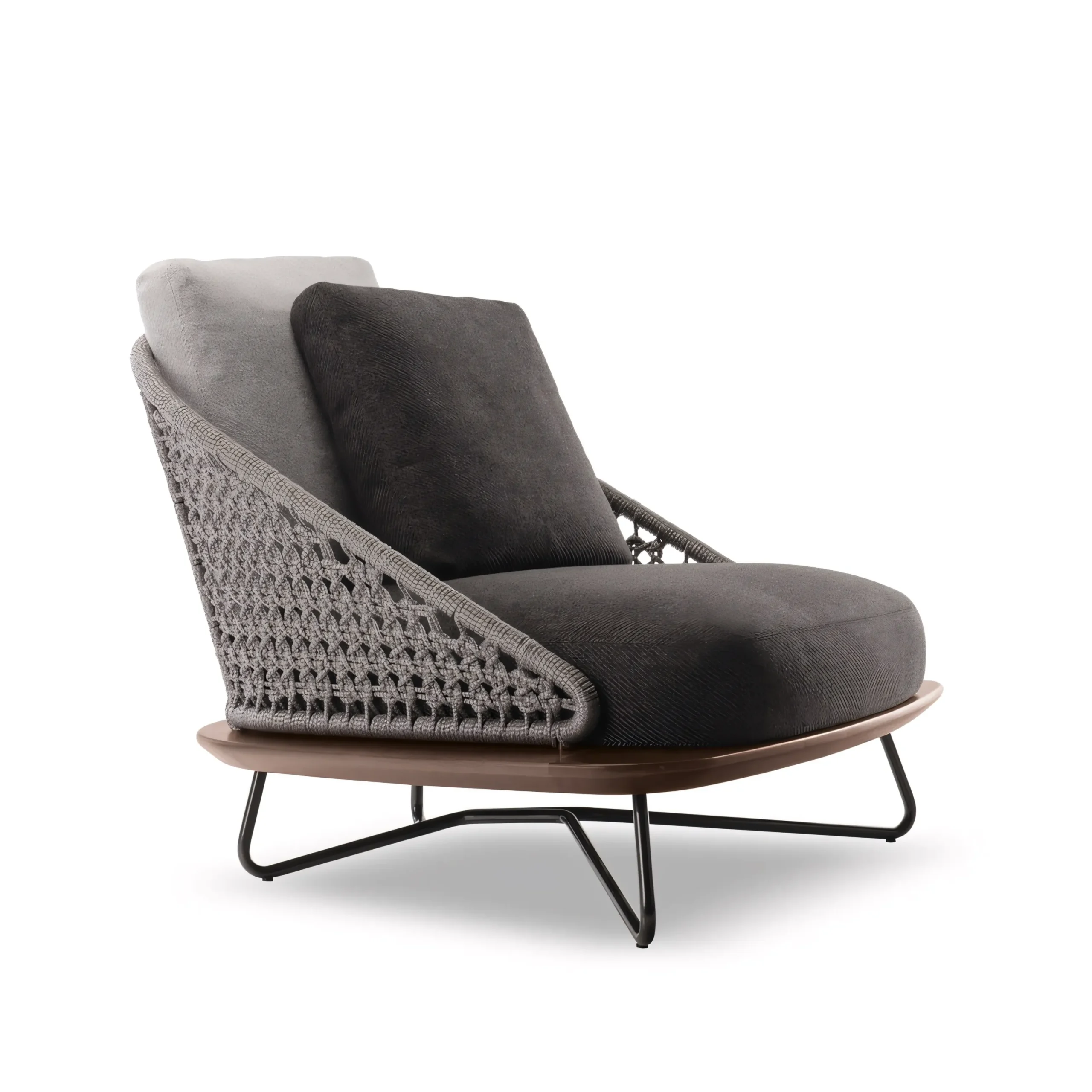 Modern Outdoor Lounge Chair with Grade A Teak Base & Olefin Rope Weave - Weatherproof Design - Image 2