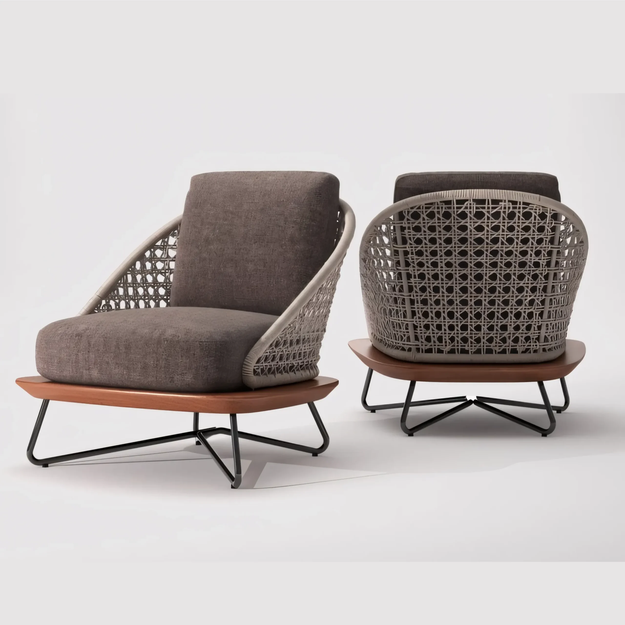 Modern Outdoor Lounge Chair with Grade A Teak Base & Olefin Rope Weave - Weatherproof Design - Image 4