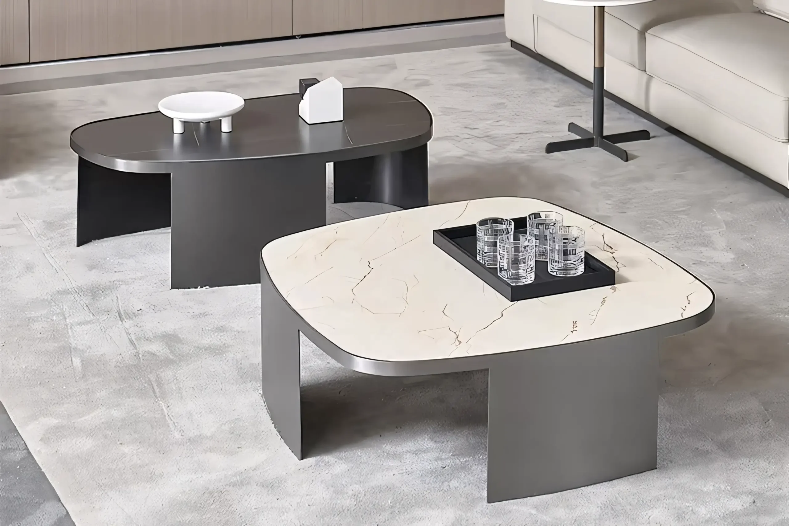 JS-C002 Modern Metal Coffee Table Set (2-1)