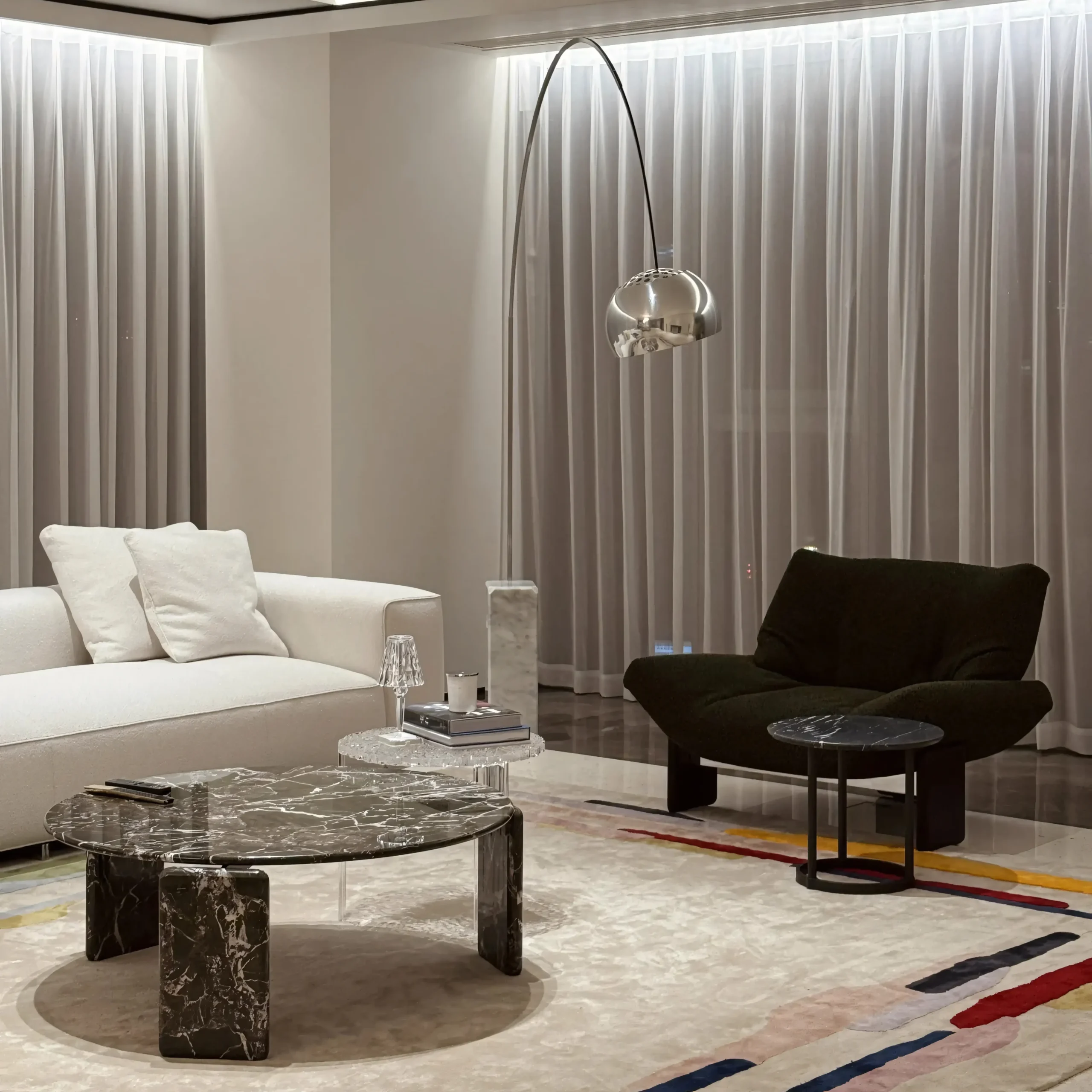 Verde Alpi Natural Marble Round Coffee Table - Low Profile - Image 4