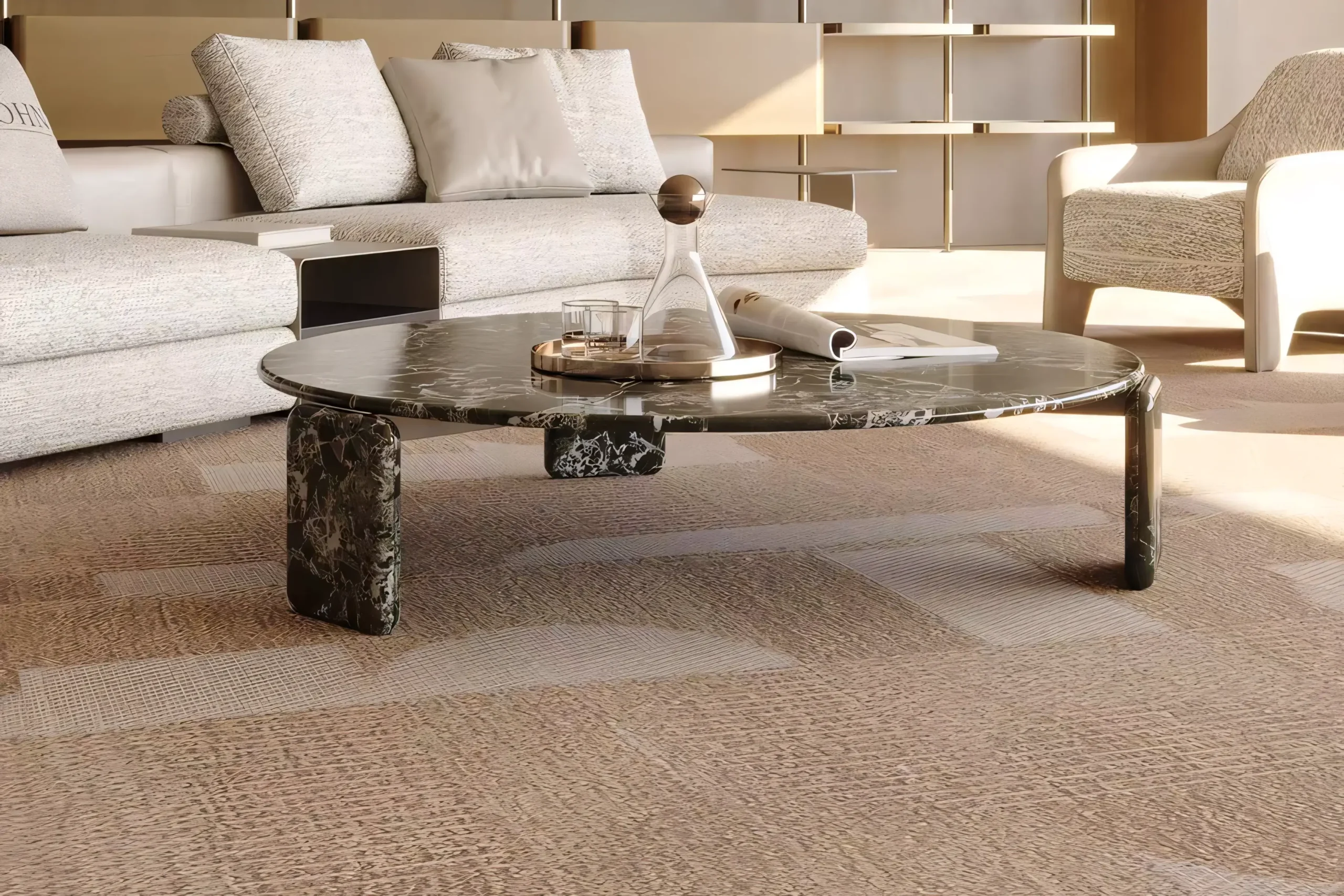 JS-C012 Luxury Natural Marble Round Coffee Table (2-3)