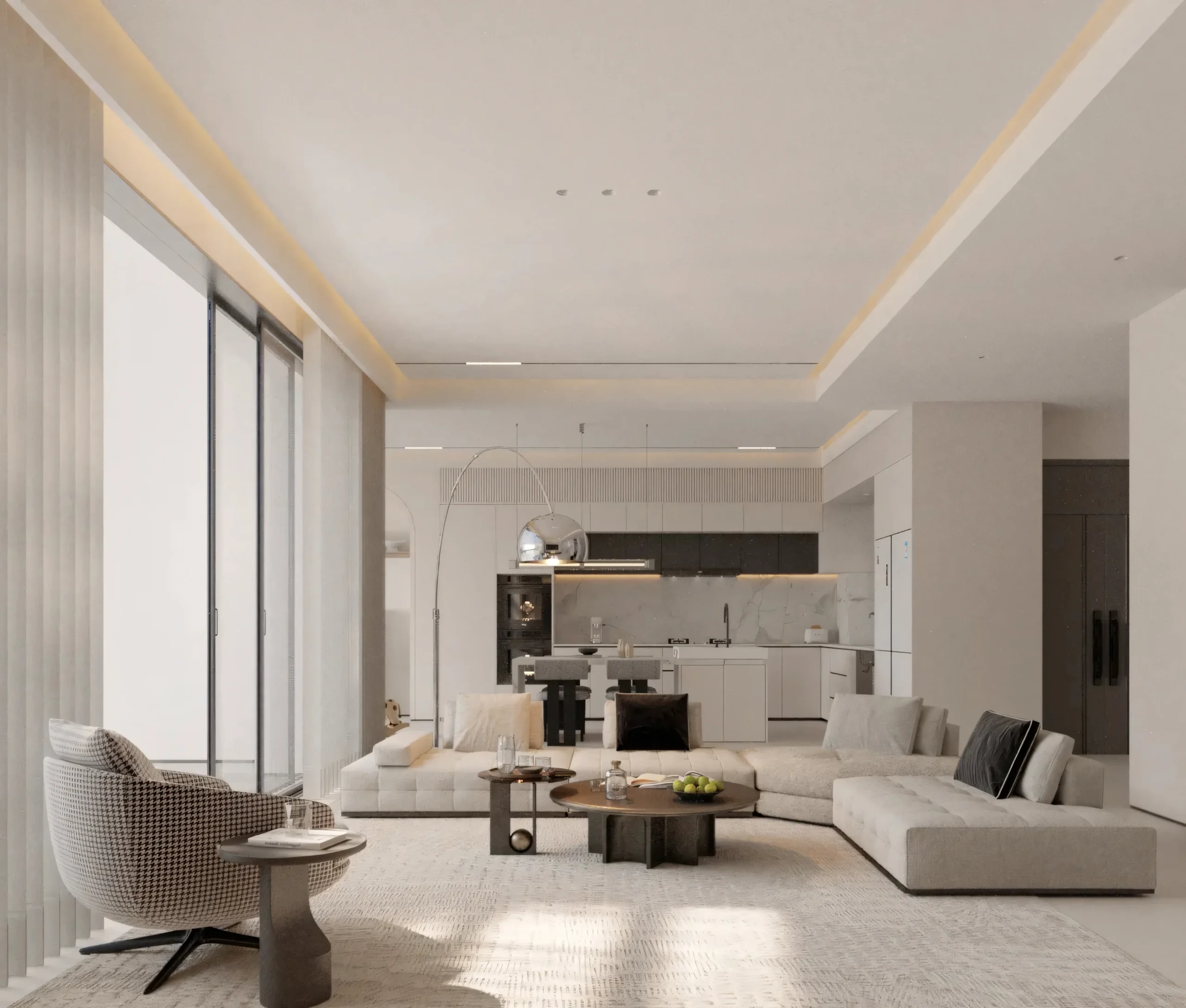 Modern Nesting Coffee Table Set (2-Piece) – Natural Marble Top & Black Oak Veneer Base – Low Profile Center Table - Image 3