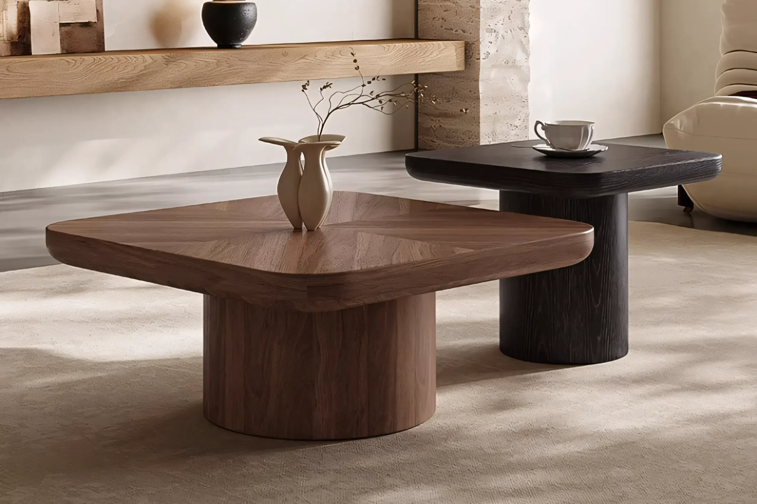 JS-C020 Italian Style Oak Coffee Table (2-1)