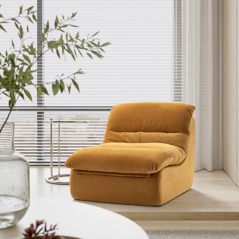 Modern Pleated Floor Sofa Single Seater - Frameless Caterpillar Style - Image 2