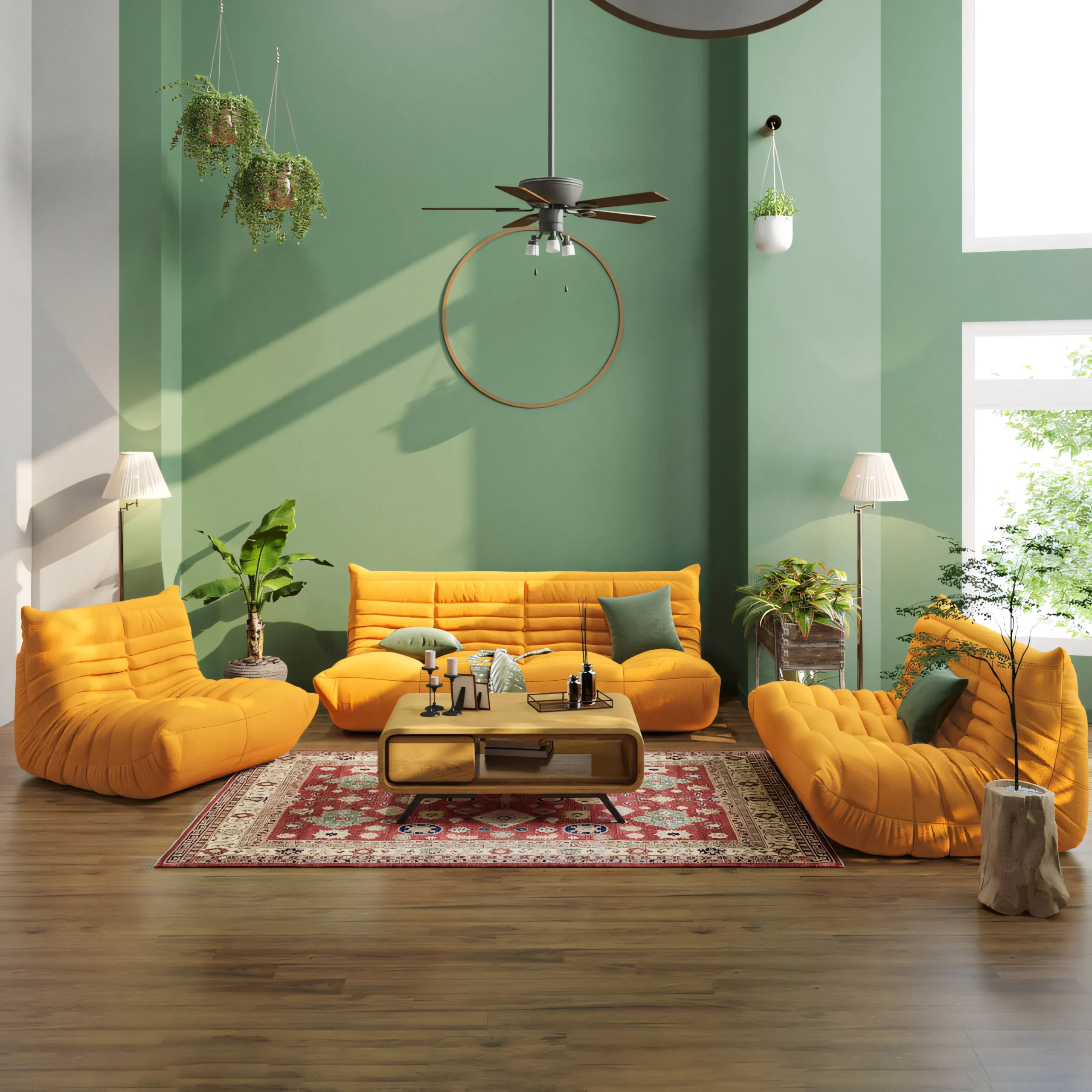 Modern Caterpillar Style Floor Sofa, Pleated Frameless Lounge Chair for Living Room - Image 7