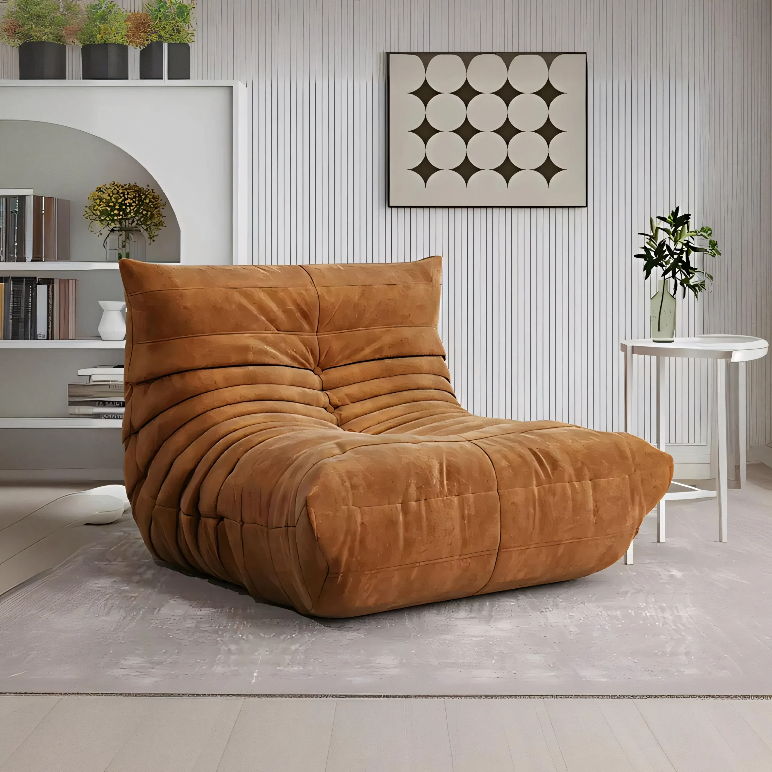 Modern Caterpillar Style Floor Sofa, Pleated Frameless Lounge Chair for Living Room - Image 3