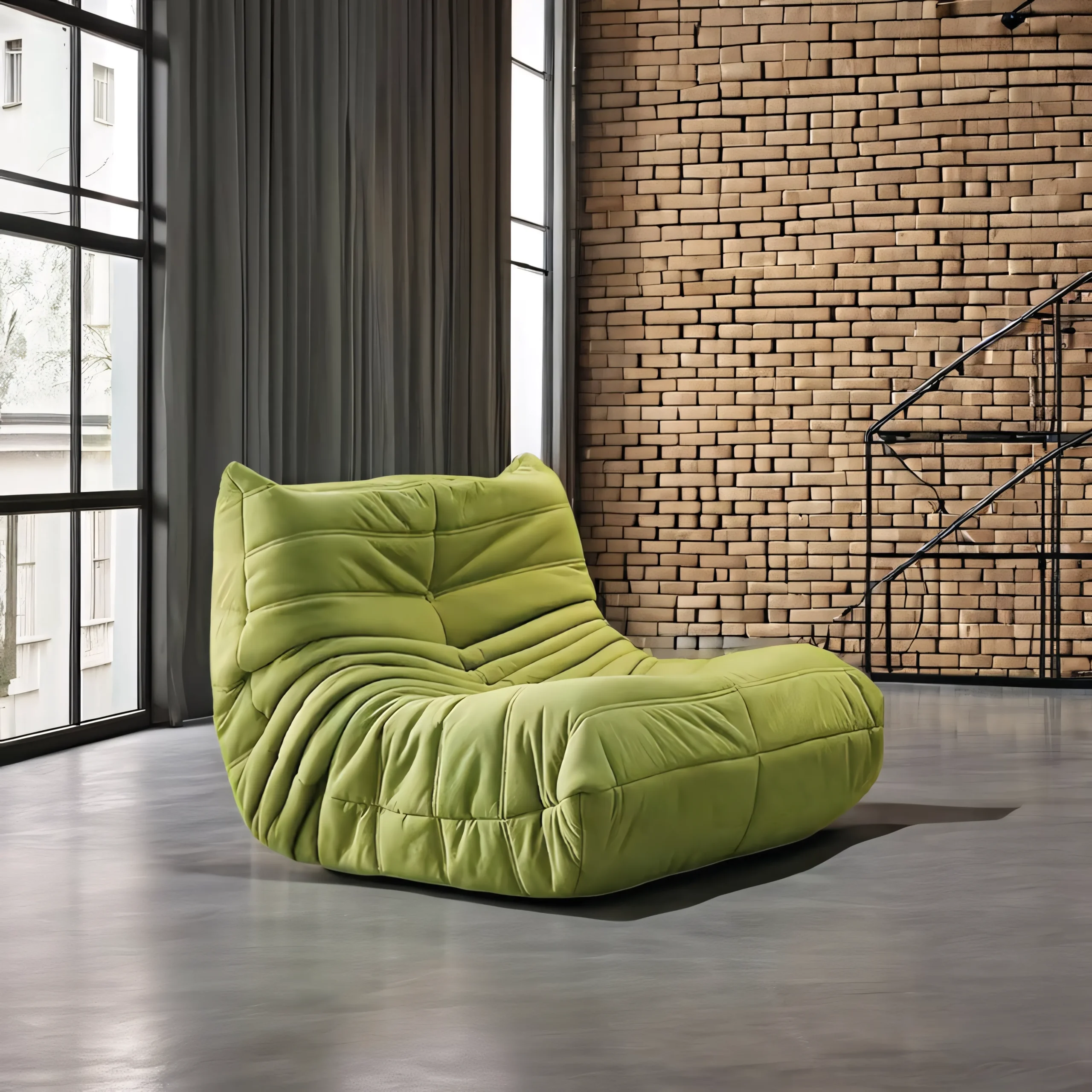 Modern Caterpillar Style Floor Sofa, Pleated Frameless Lounge Chair for Living Room - Image 4