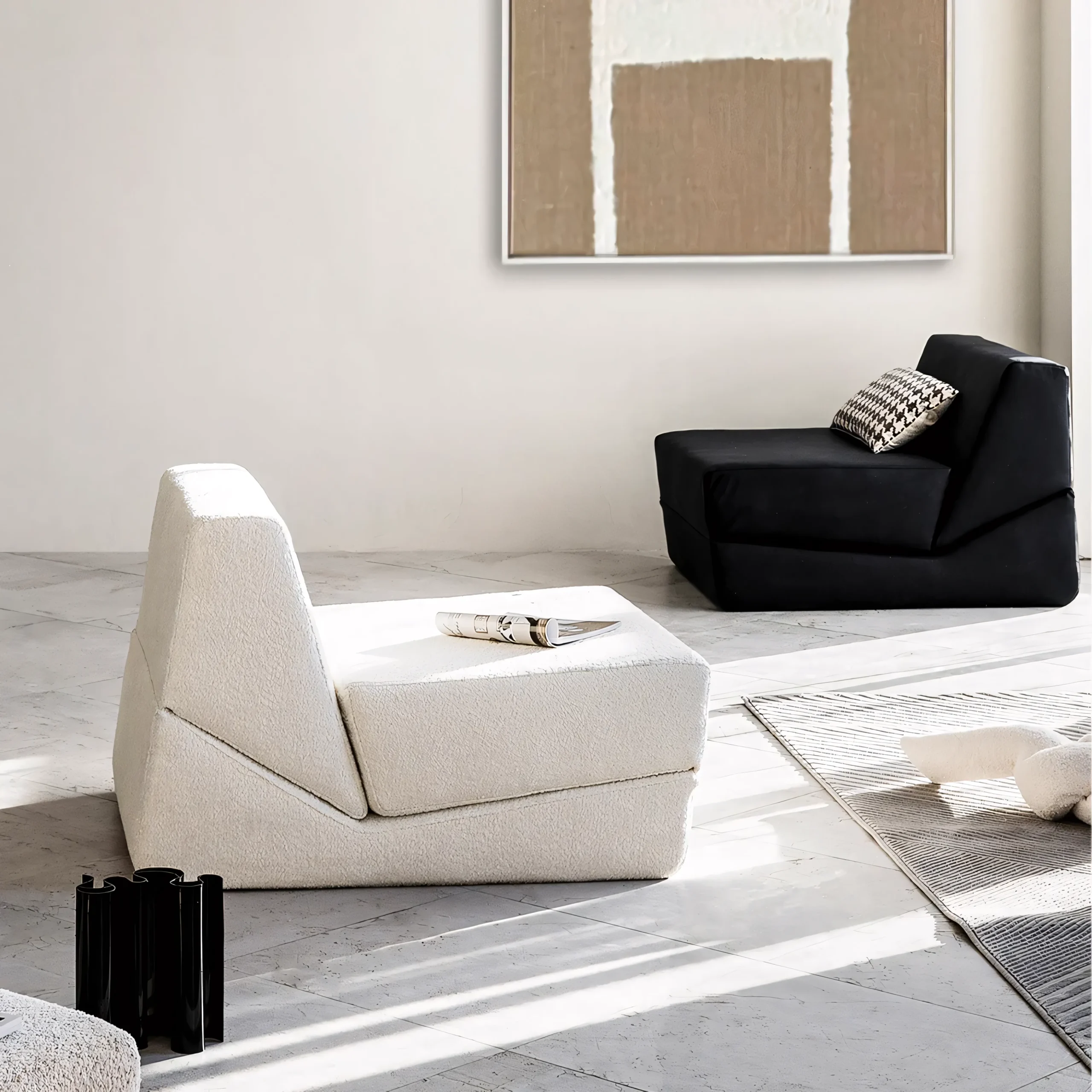 Minimalist Sofa: Free-Standing Backrest & Sculptural Foam Block - Image 7
