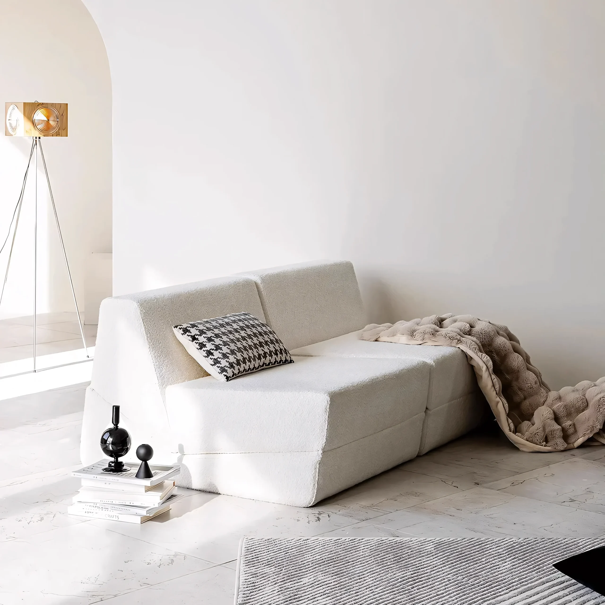 Minimalist Sofa: Free-Standing Backrest & Sculptural Foam Block - Image 3