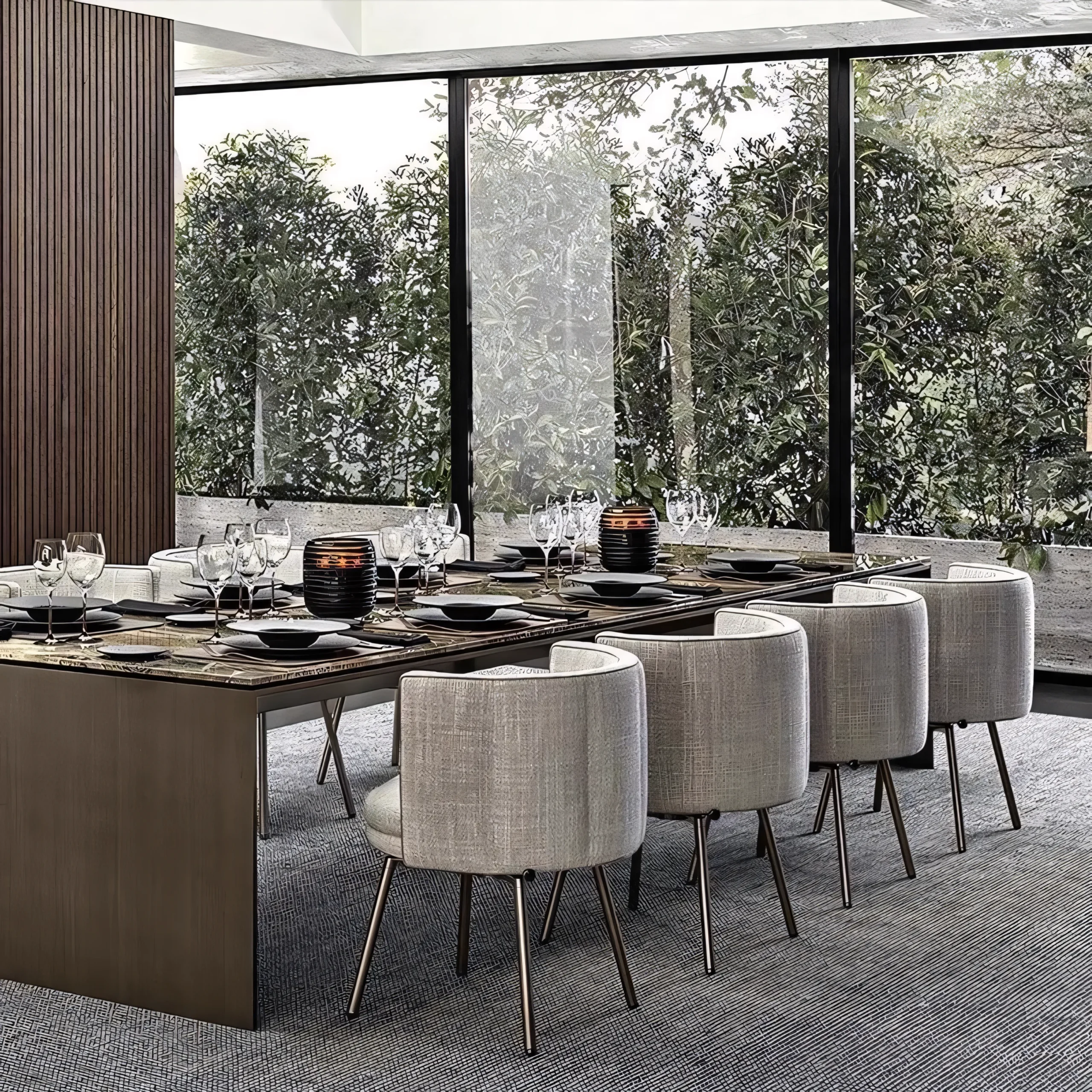 Modern Vertical Channel Tufted Dining Chair with Metal Legs - Image 5