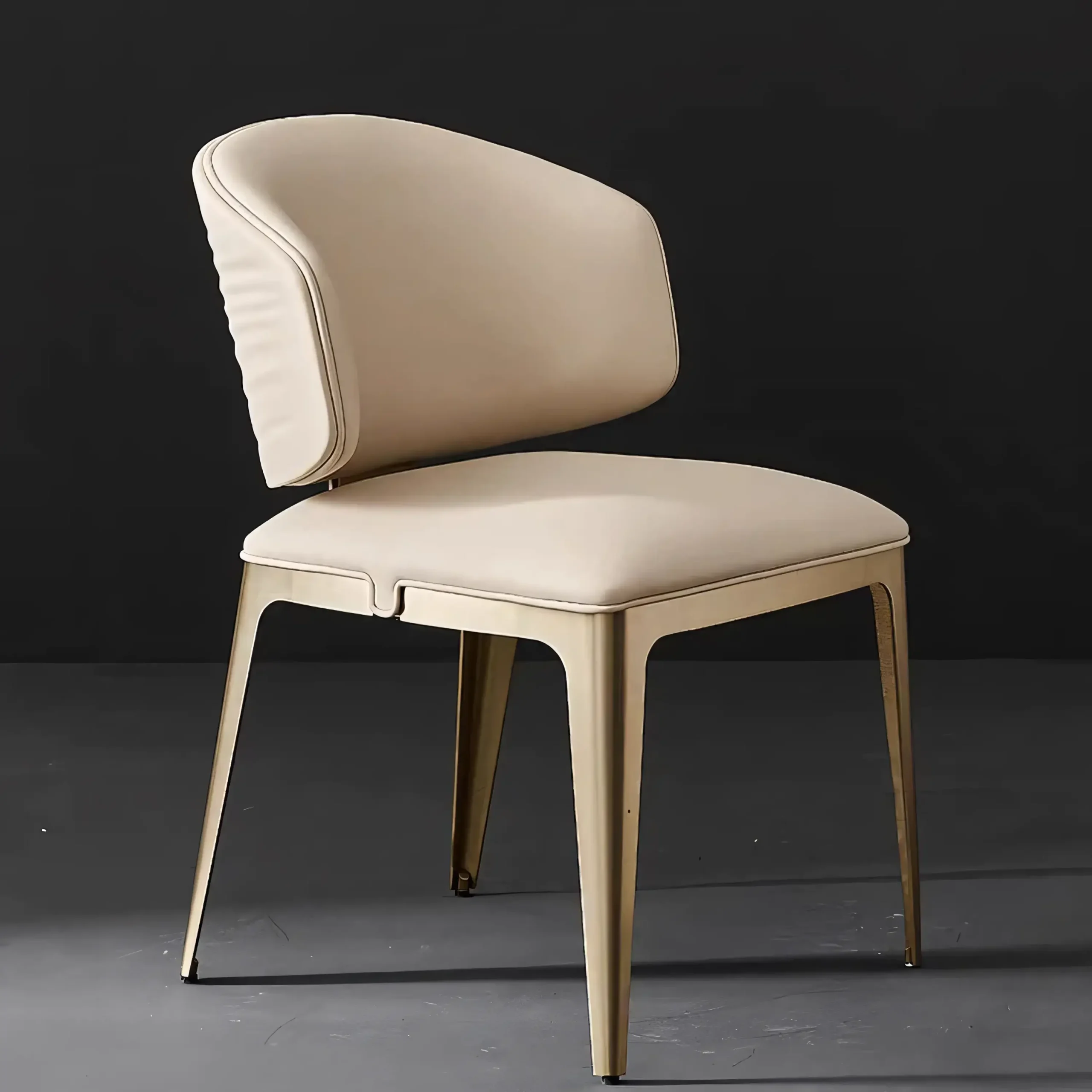 Modern Luxury Ruched Back Dining Chair with Gold Stainless Steel Base - Image 6