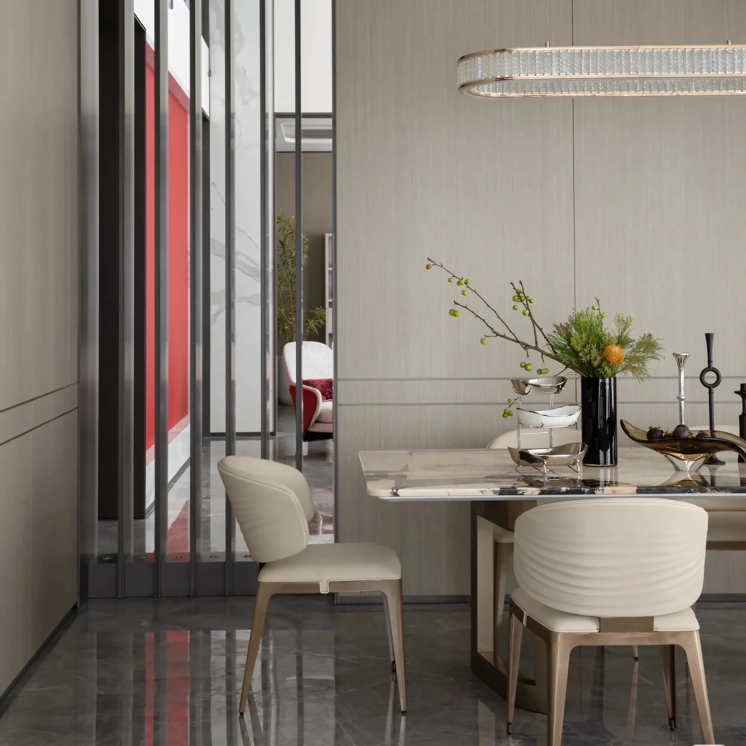 Modern Luxury Ruched Back Dining Chair with Gold Stainless Steel Base - Image 4