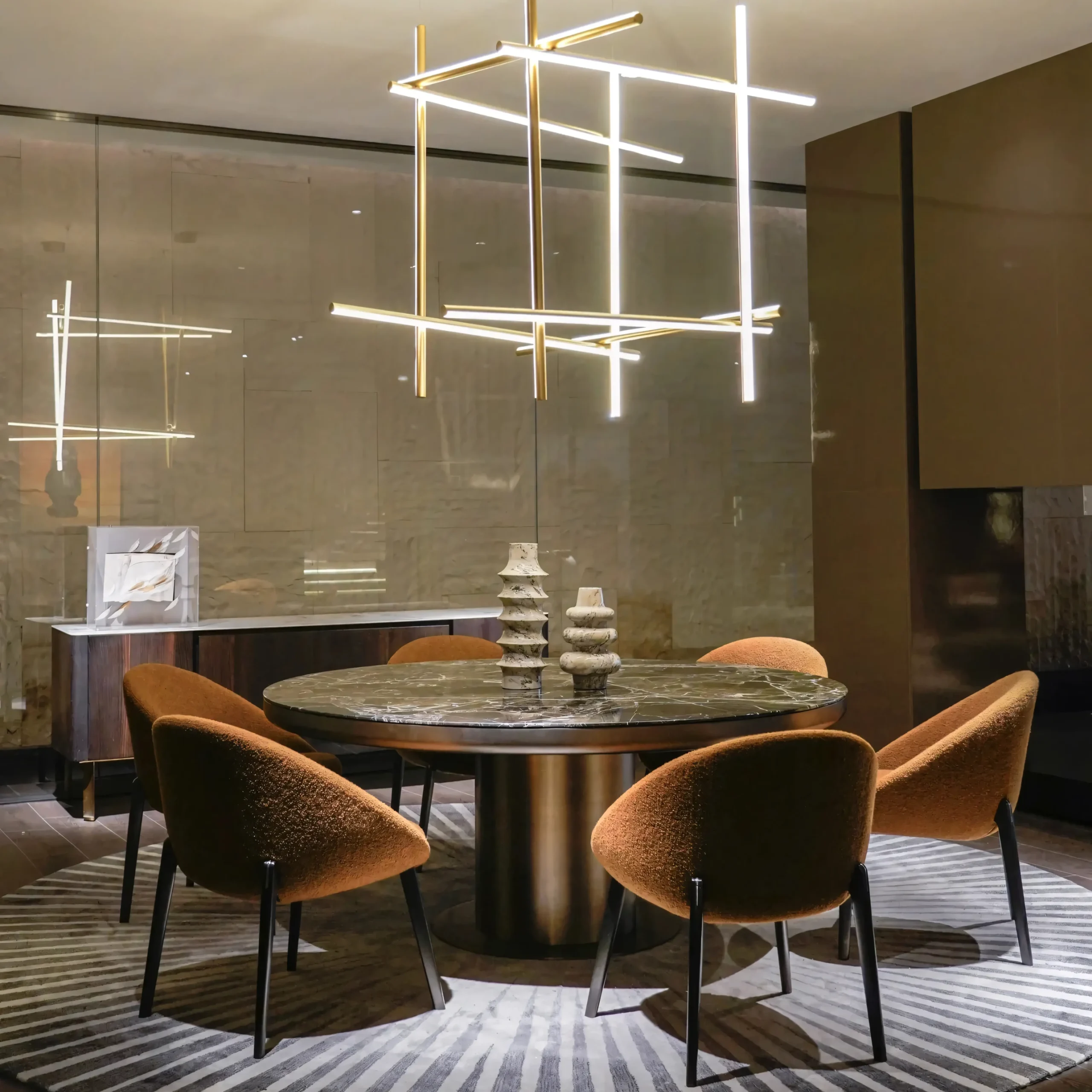 Modern Italian Style Upholstered Dining Armchair with Tapered Wood Legs - Image 2