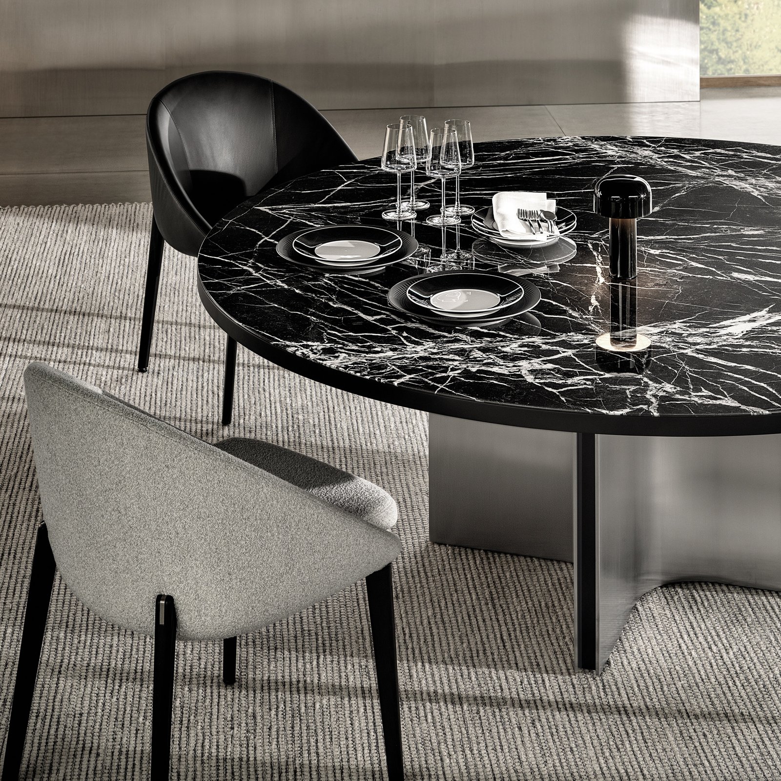 Modern Italian Style Upholstered Dining Armchair with Tapered Wood Legs - Image 3