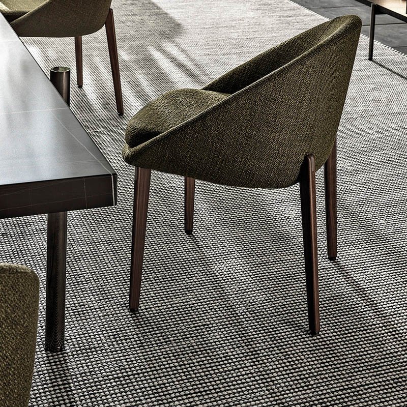 Modern Italian Style Upholstered Dining Armchair with Tapered Wood Legs - Image 4