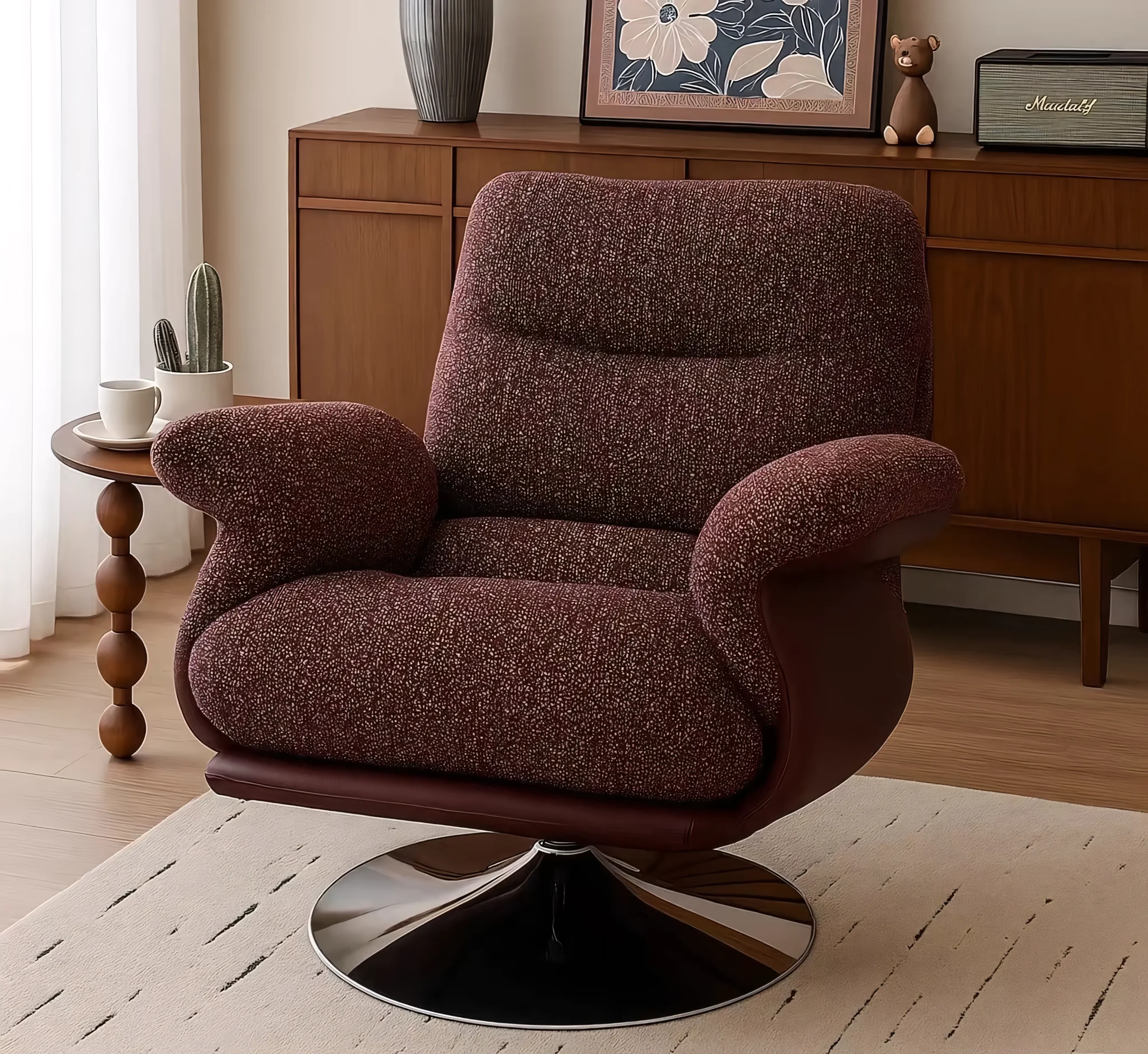 Modern Swivel Lounge Chair & Ottoman Set - Image 4