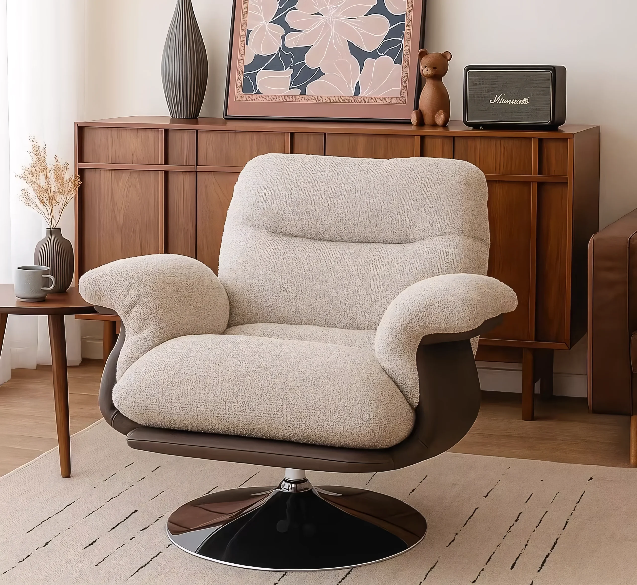 Modern Swivel Lounge Chair & Ottoman Set - Image 3