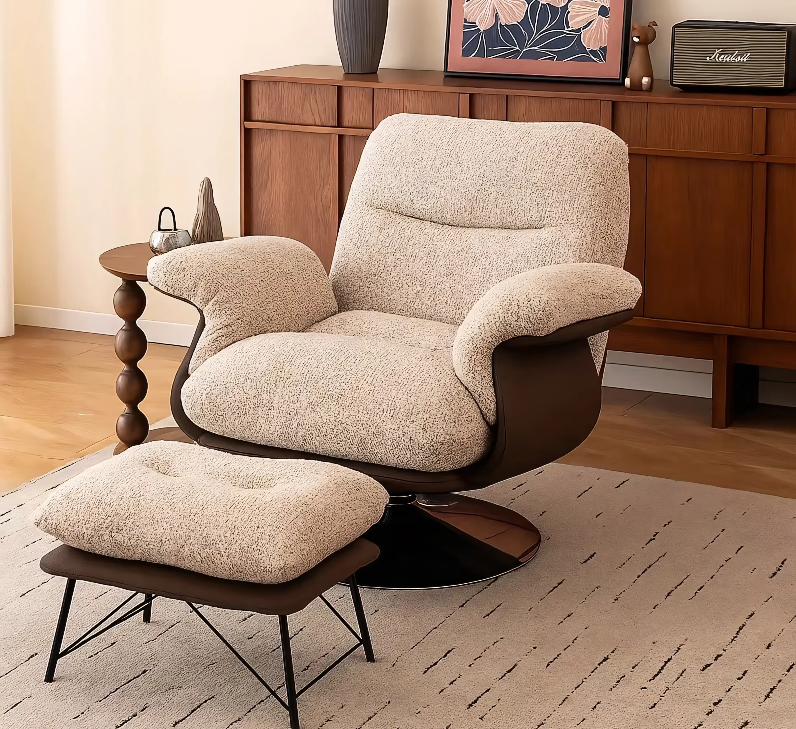Modern Swivel Lounge Chair & Ottoman Set - Image 2