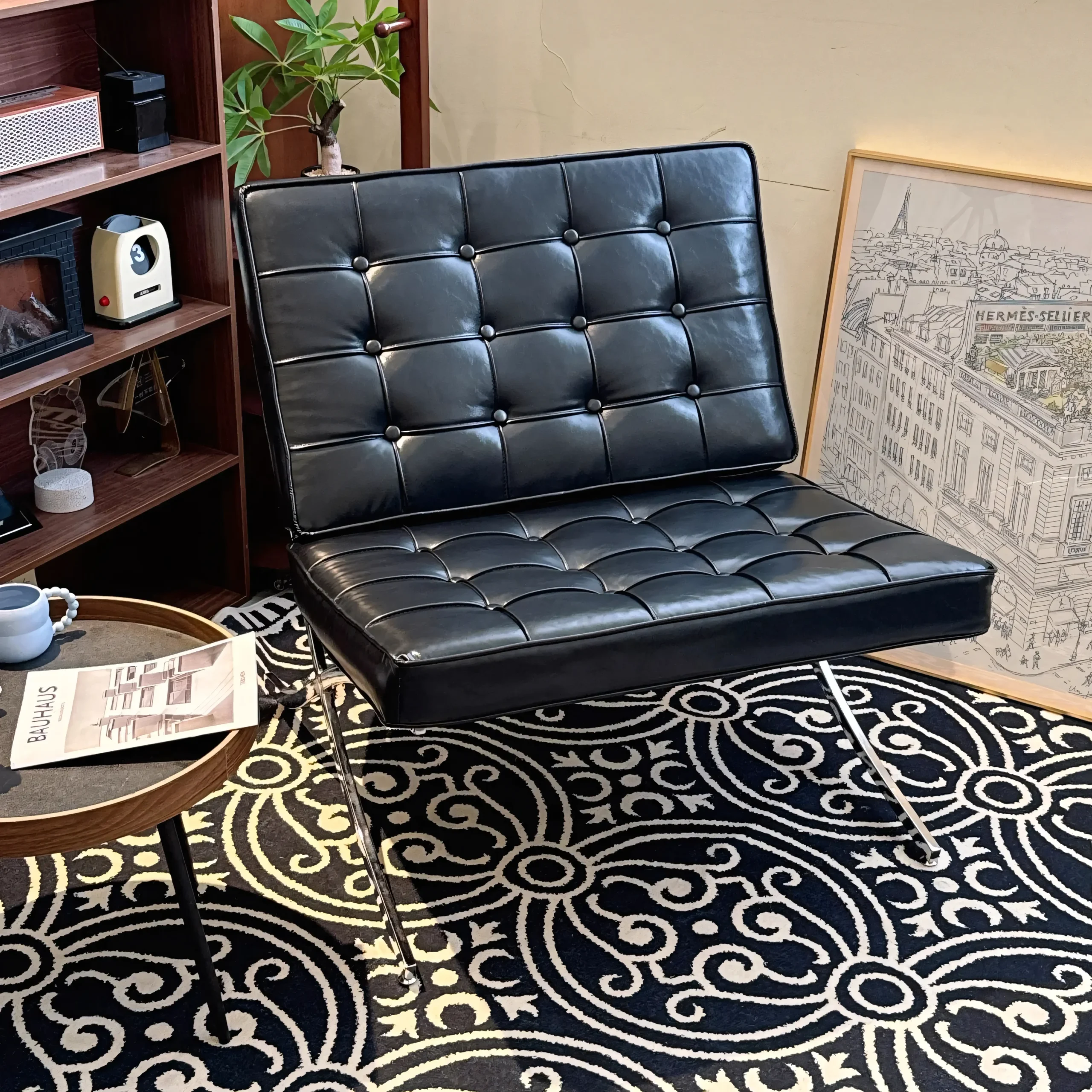 Premium Top Grain Leather X-Frame Accent Chair - Image 3