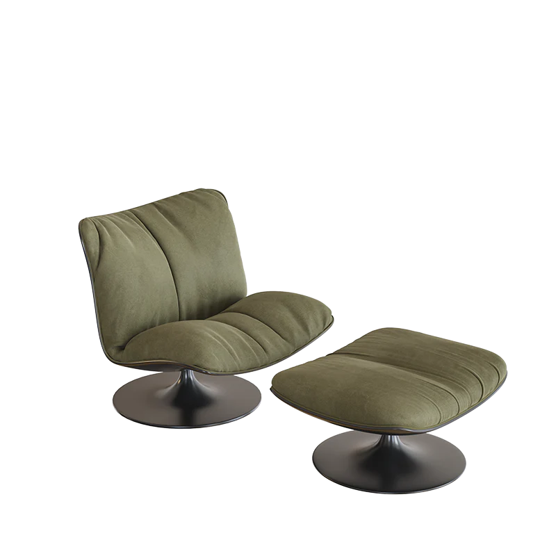 Contemporary Tufted Shell Chair with 360° Swivel Base - Image 3