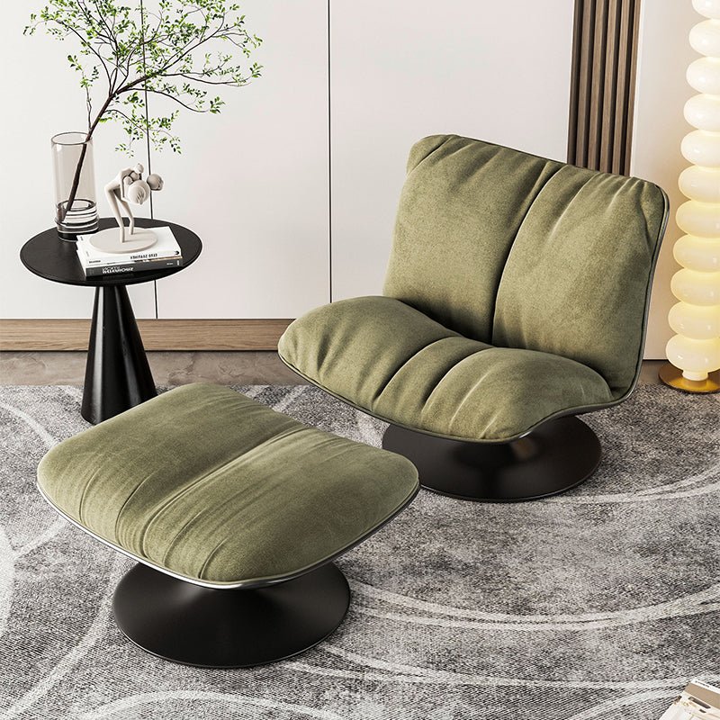 Contemporary Tufted Shell Chair with 360° Swivel Base - Image 2