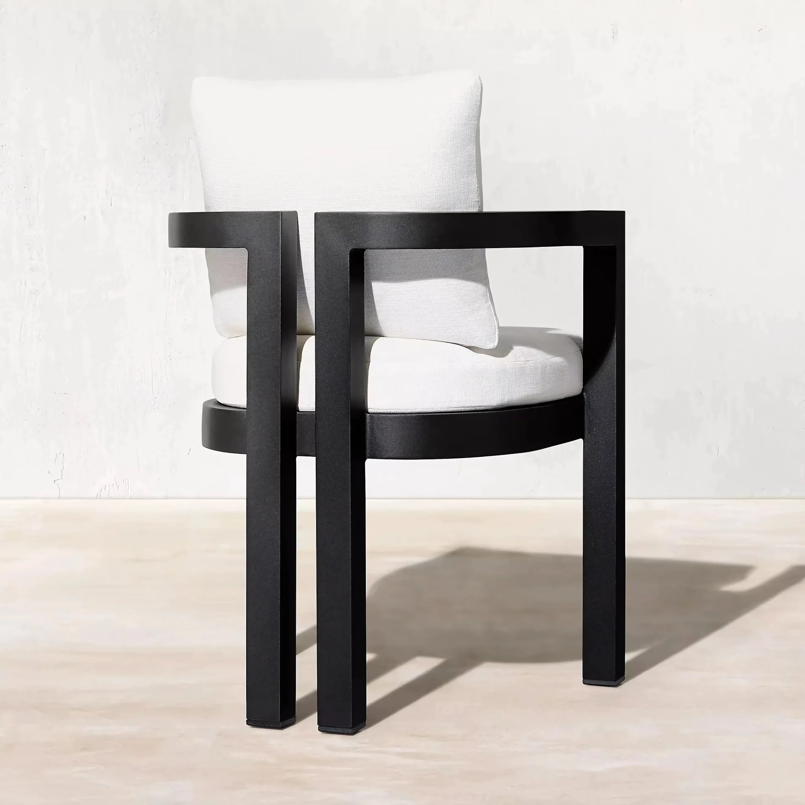 Architectural Matte Black Aluminum Outdoor Dining Chair - T-Back Design - Image 3