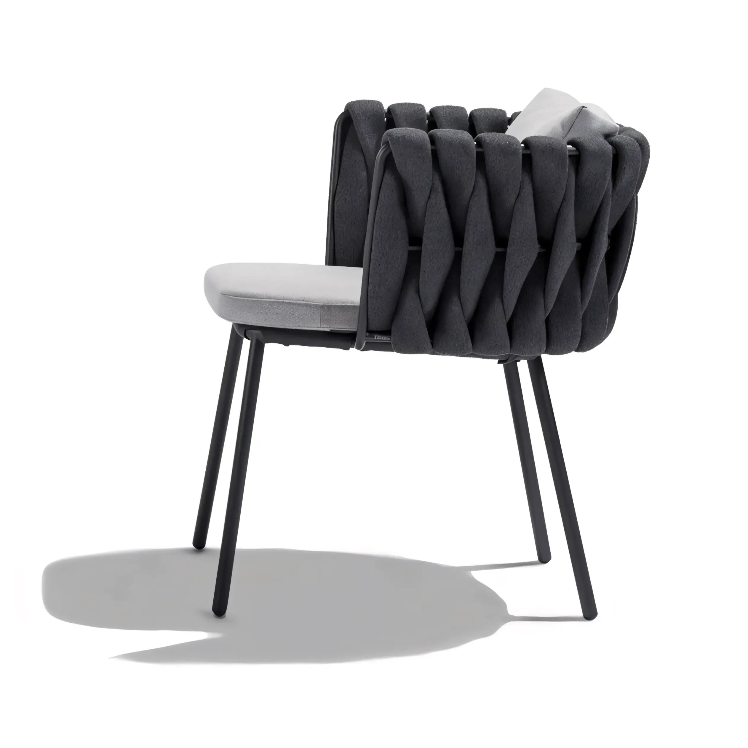 Luxury Braided Rope Outdoor Dining Armchair with Quick-Dry Cushions - Image 2