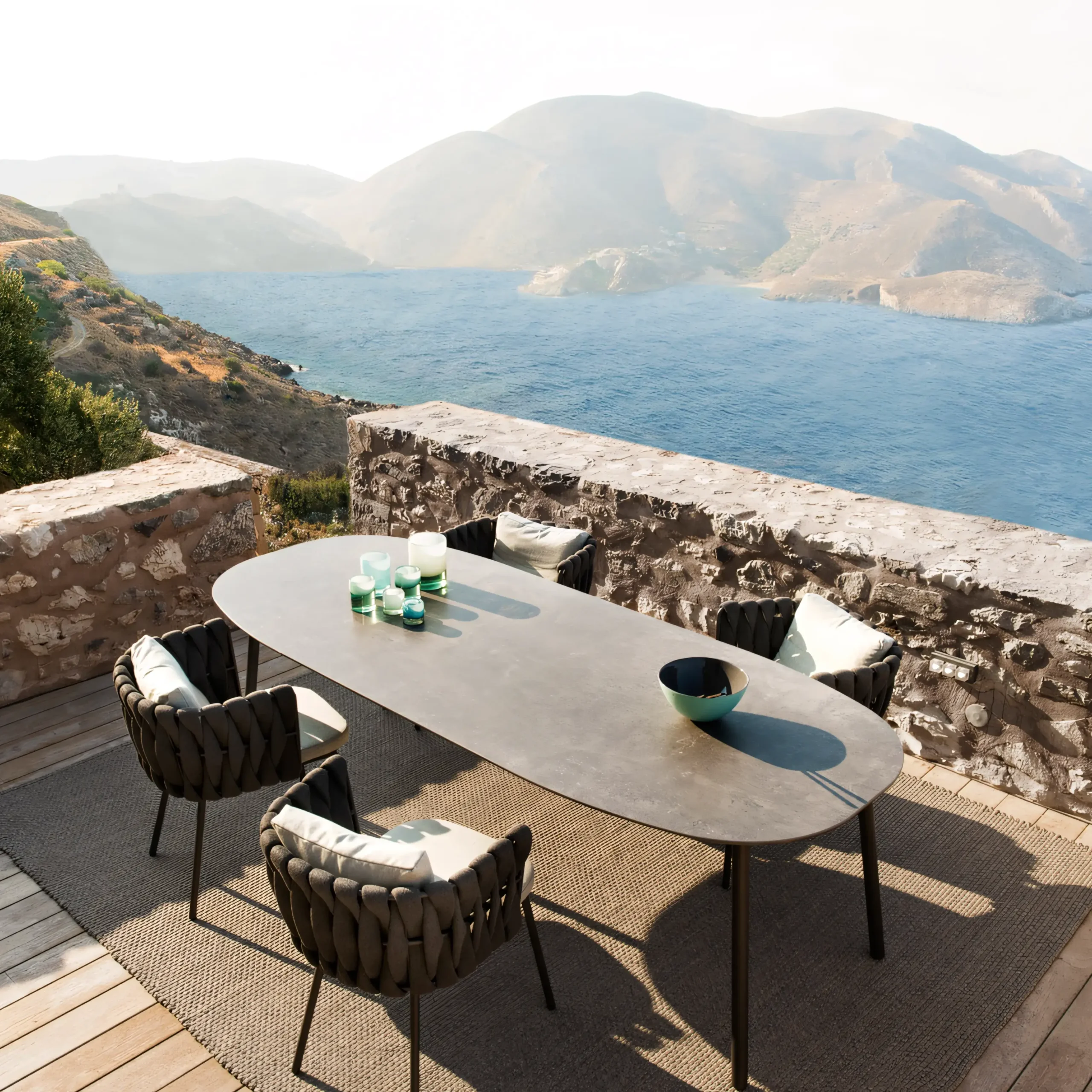 Luxury Braided Rope Outdoor Dining Armchair with Quick-Dry Cushions - Image 5