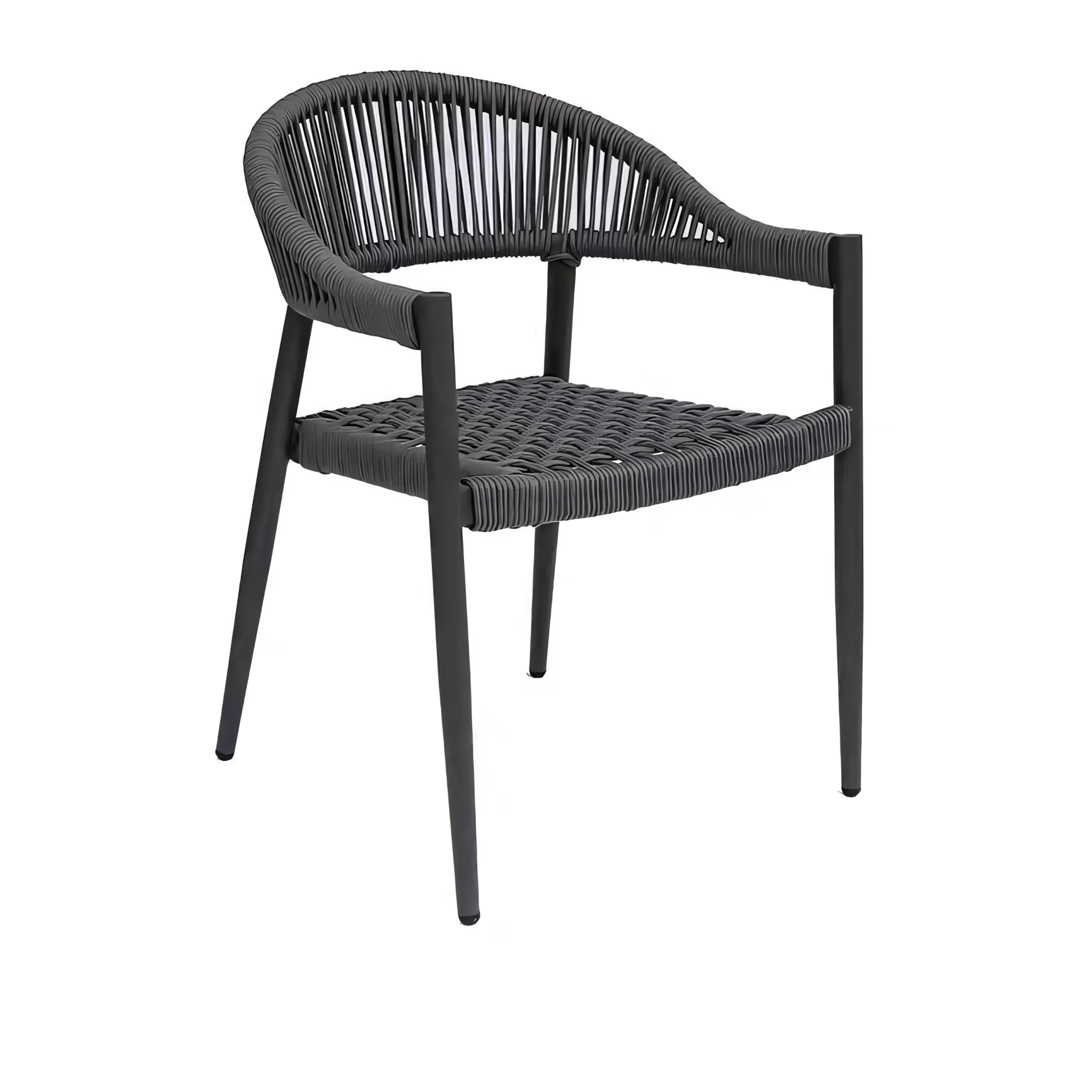 Modern Woven Rope Outdoor Armchair - Minimalist Patio Seating with Aluminum Frame - Image 5