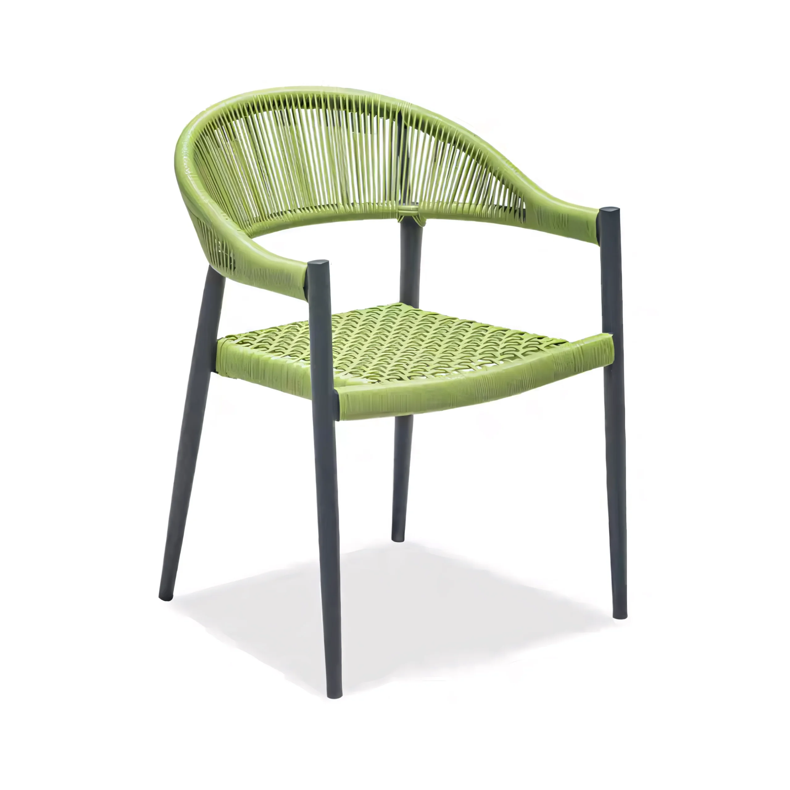 Modern Woven Rope Outdoor Armchair - Minimalist Patio Seating with Aluminum Frame - Image 4