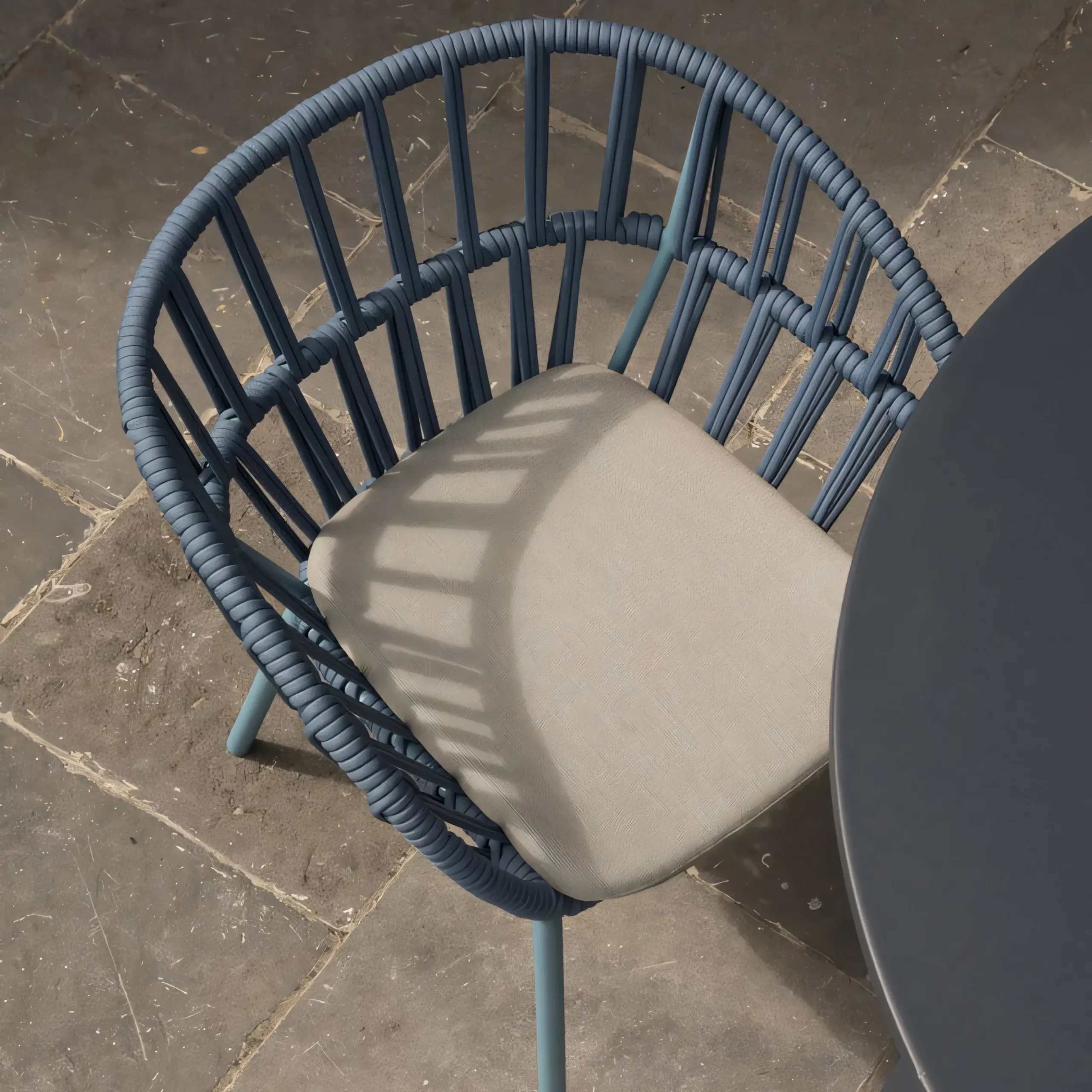 Mediterranean Style Woven Armchair | Nautical Rope Outdoor Dining Chair - Image 2