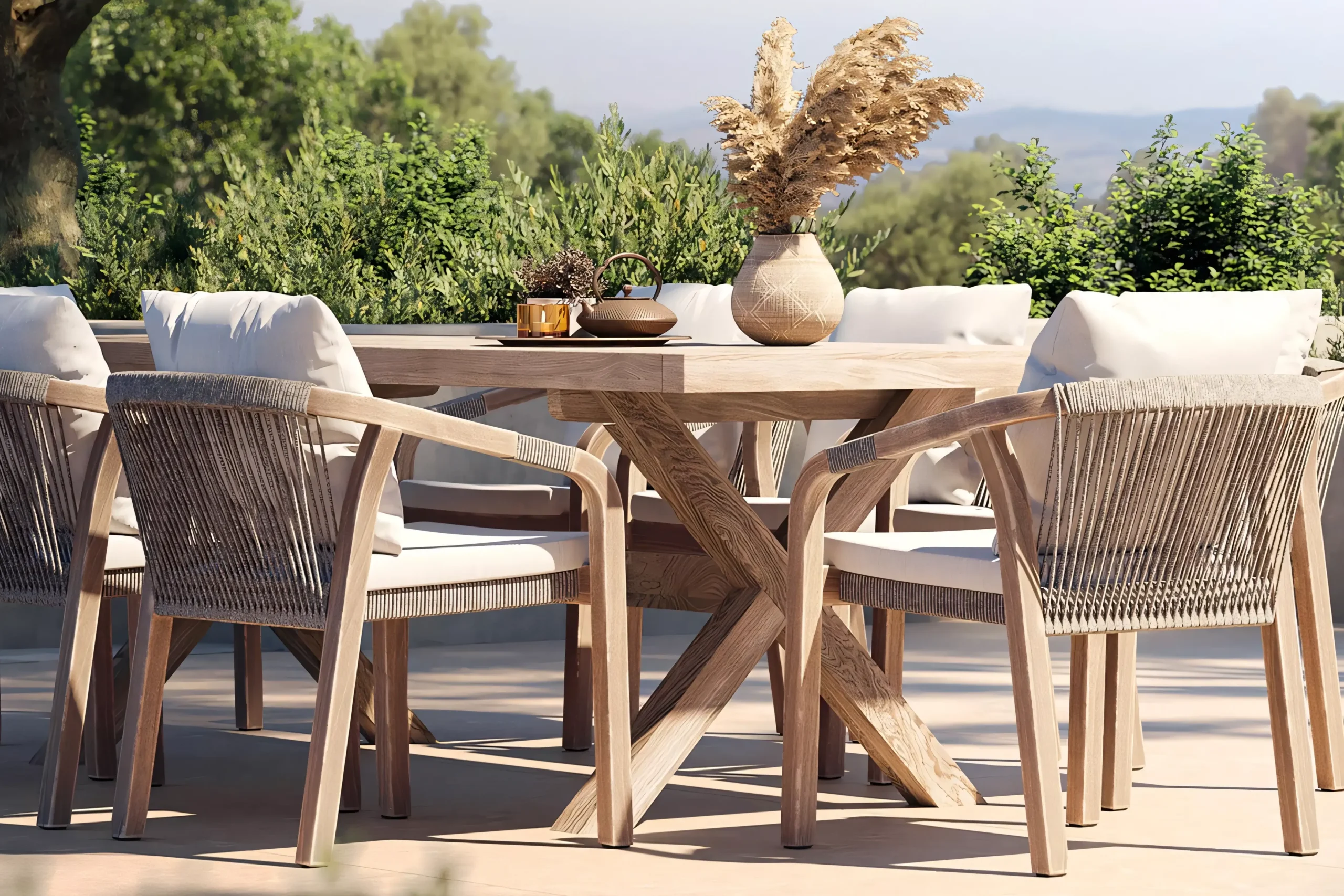 JS-OD0614 High End Teak Wood Dining Set (2-1)