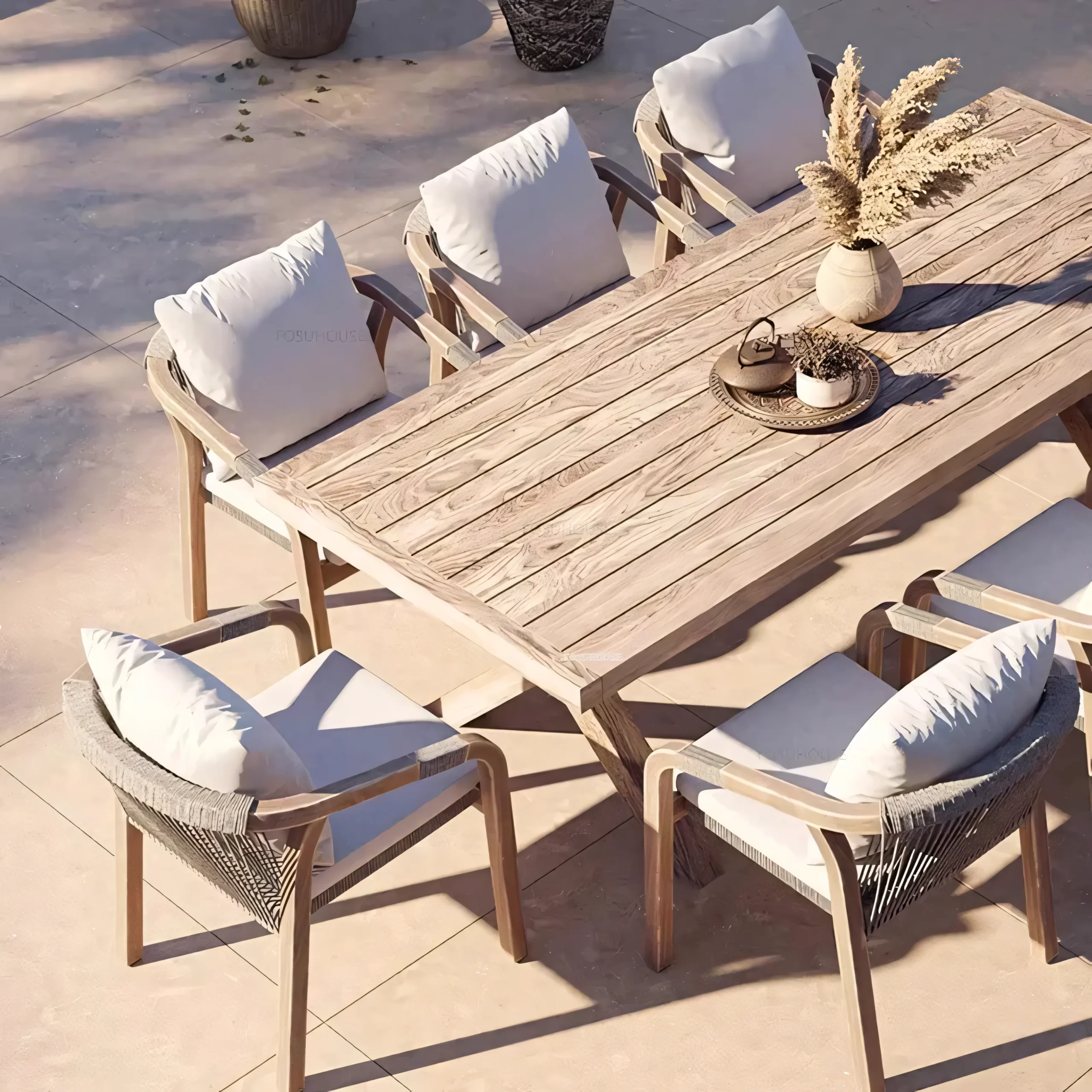 Handcrafted Rope Woven Teak Garden Dining Furniture for Villa & Hospitality - Image 3