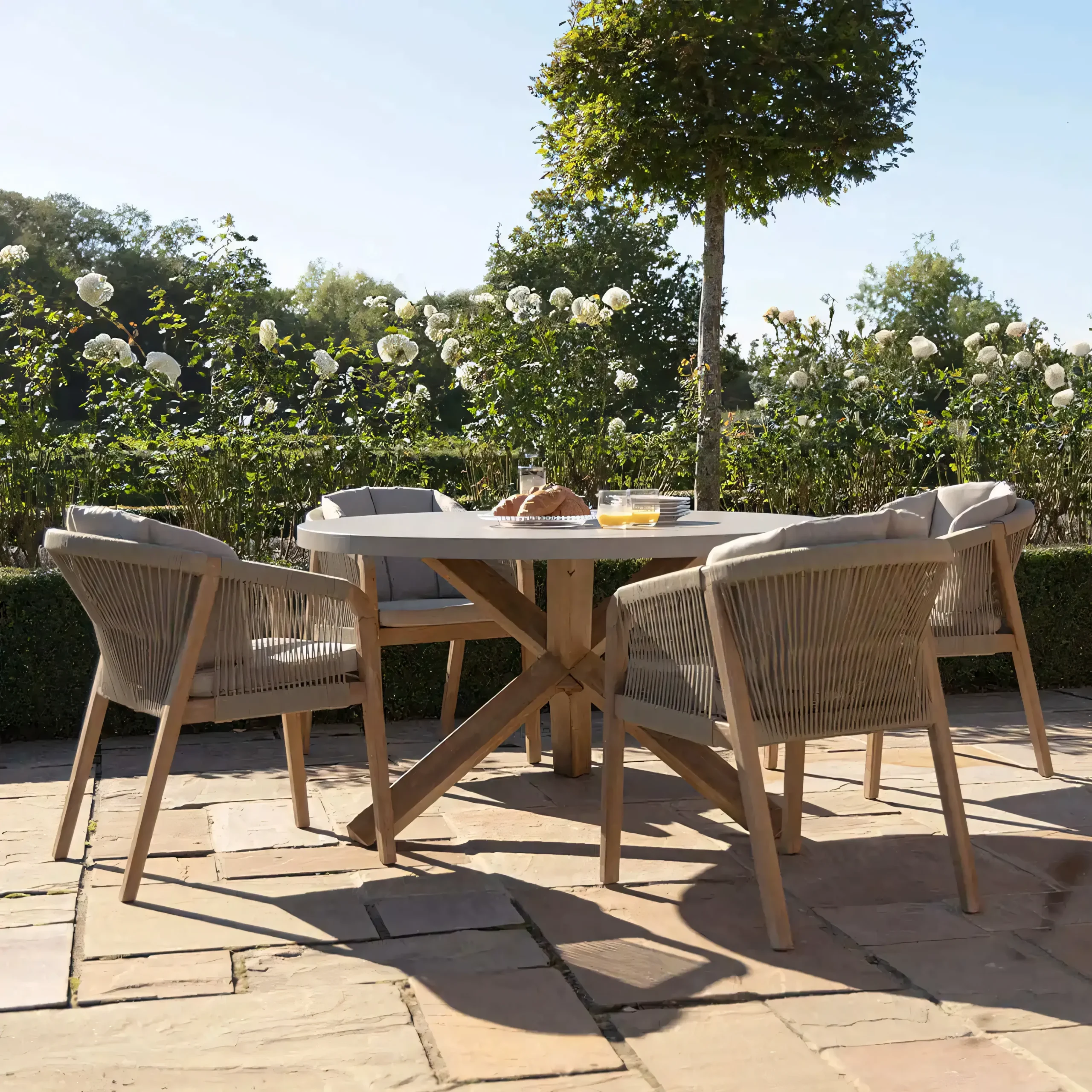 Handcrafted Rope Woven Teak Garden Dining Furniture for Villa & Hospitality - Image 4