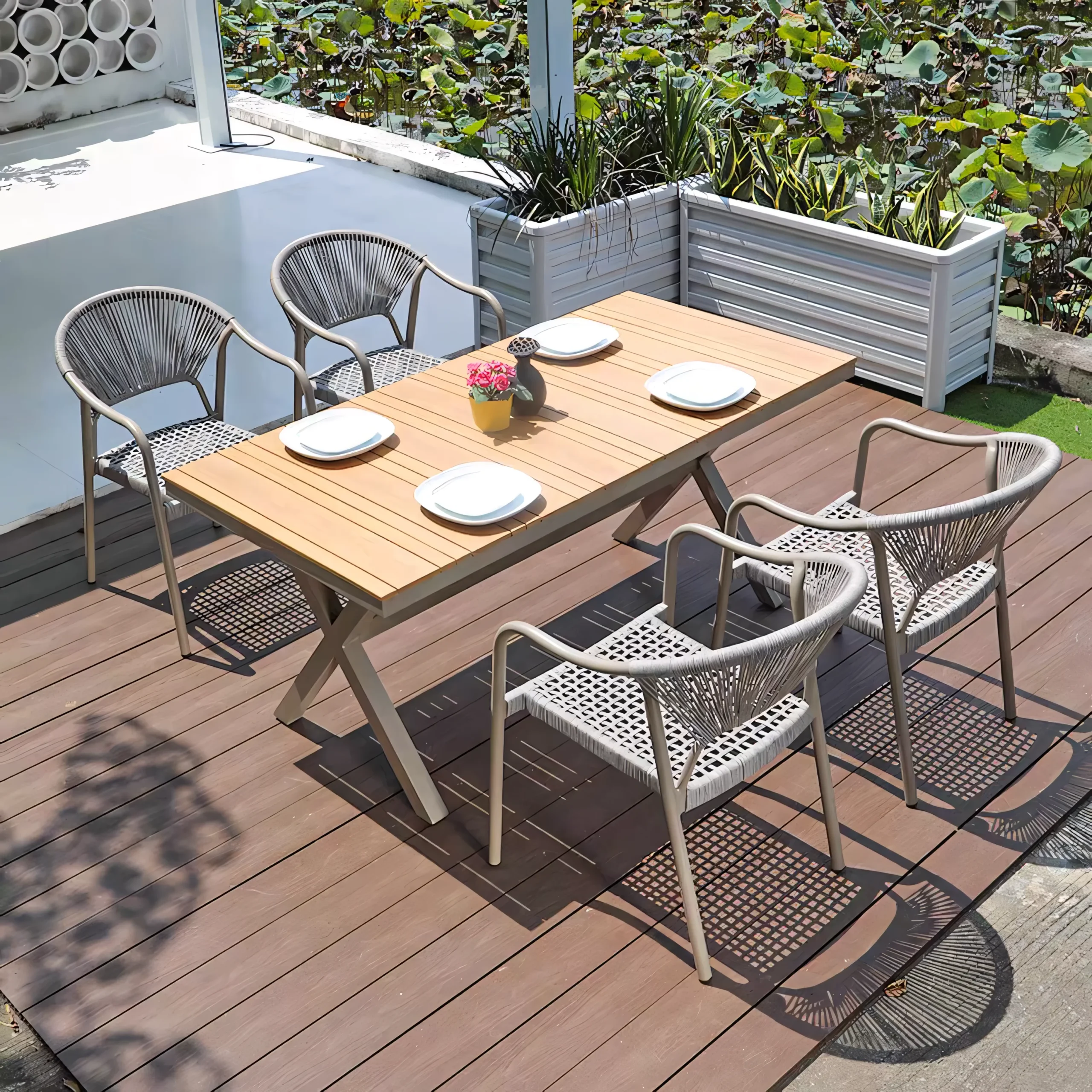 JS-OD0640 Rattan Furniture Table And Chair (2)