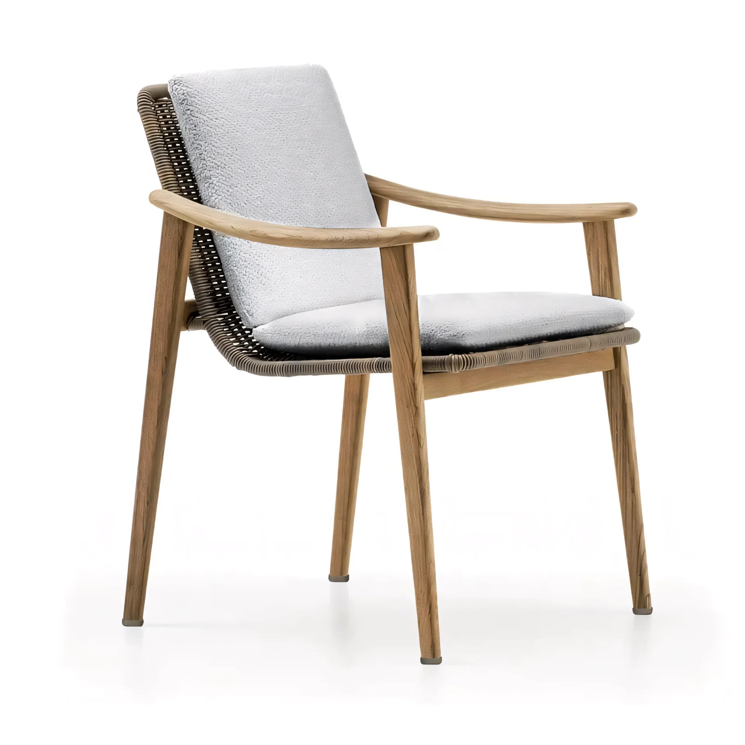Outdoor Teak Wood Dining Chair with Woven Rope-Style Rattan Back | Waterproof Cushion & Quick Dry Foam - Image 5