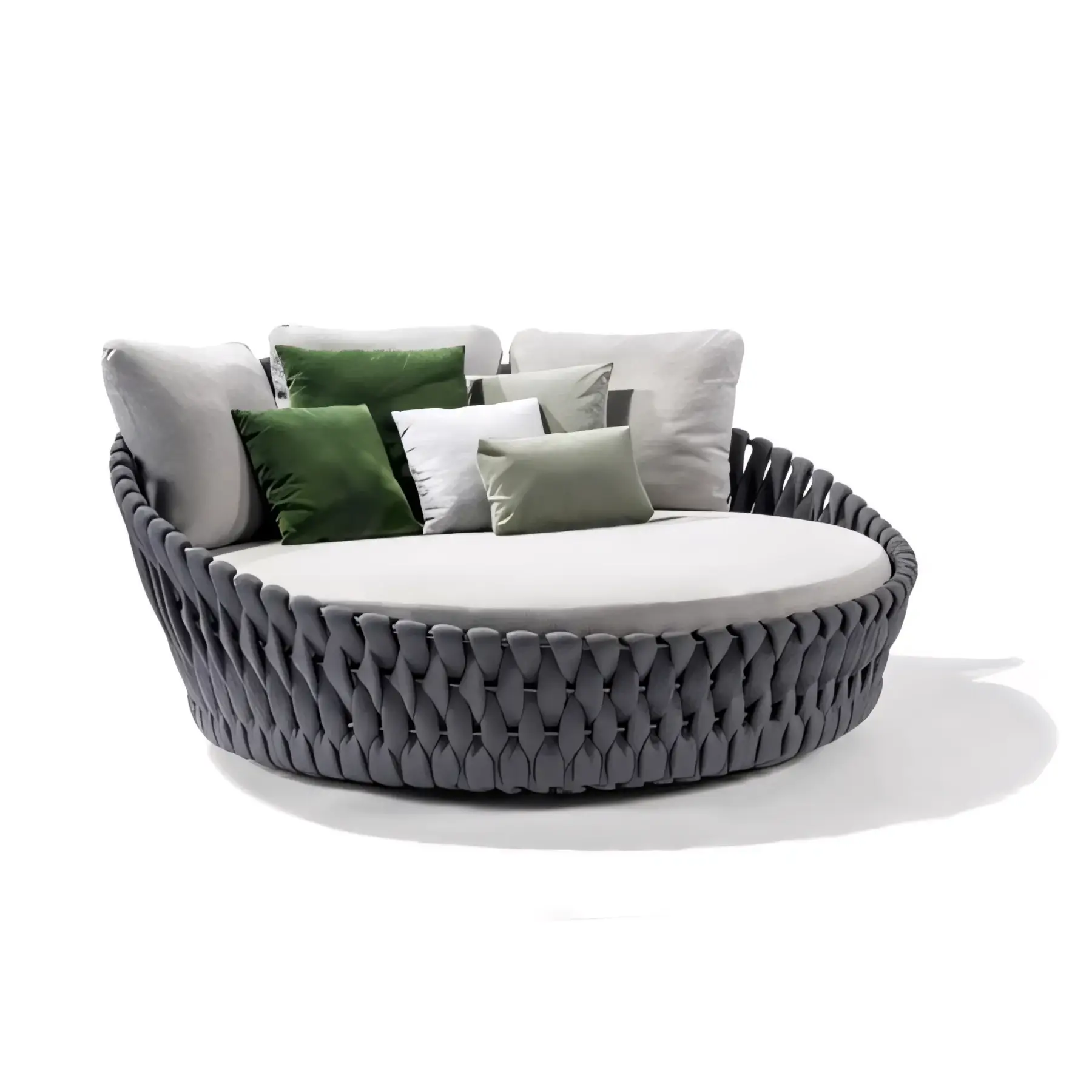 Modern Artisan Woven Sun Lounge | Oversized Round Daybed for Luxury Villas - Image 2