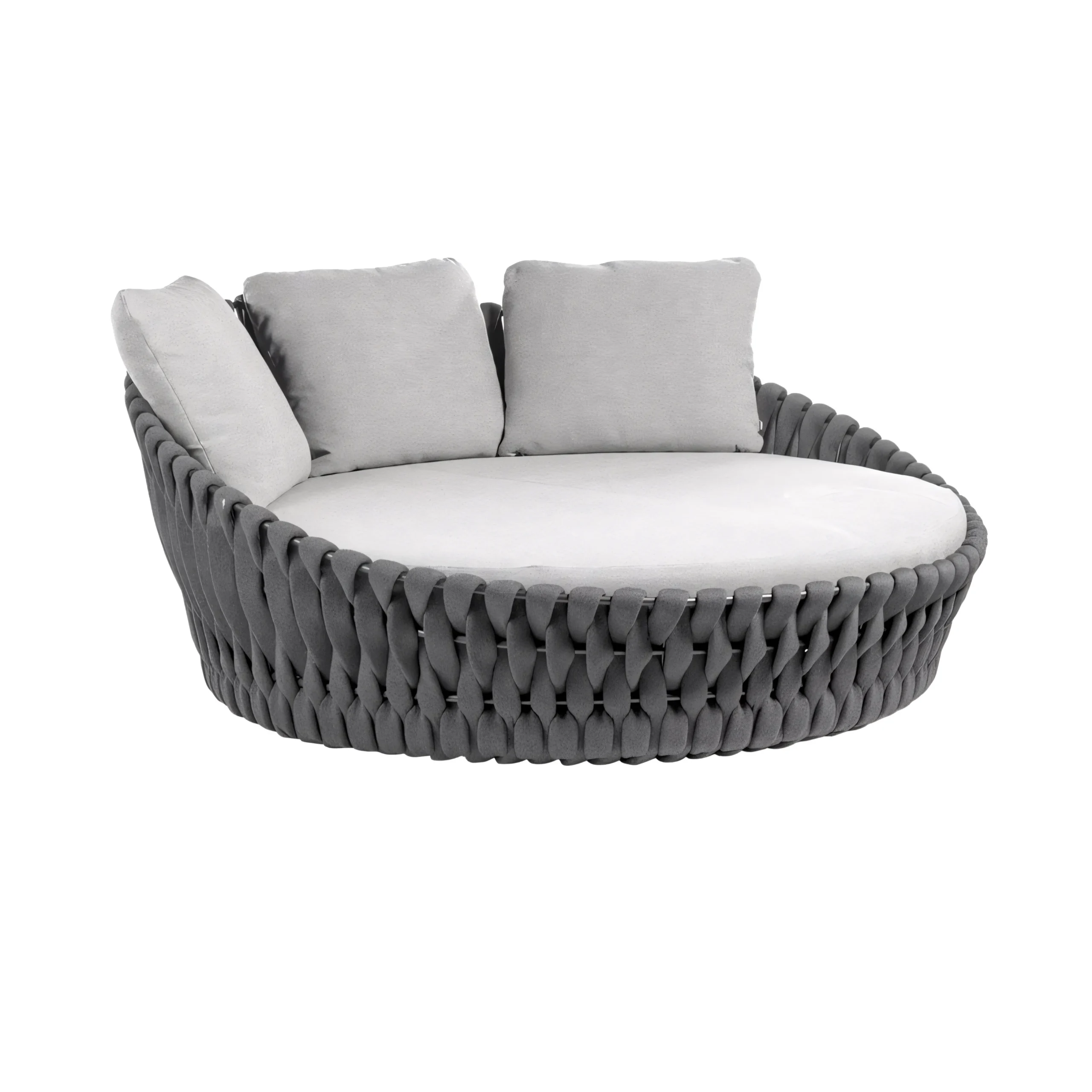 Modern Artisan Woven Sun Lounge | Oversized Round Daybed for Luxury Villas - Image 4