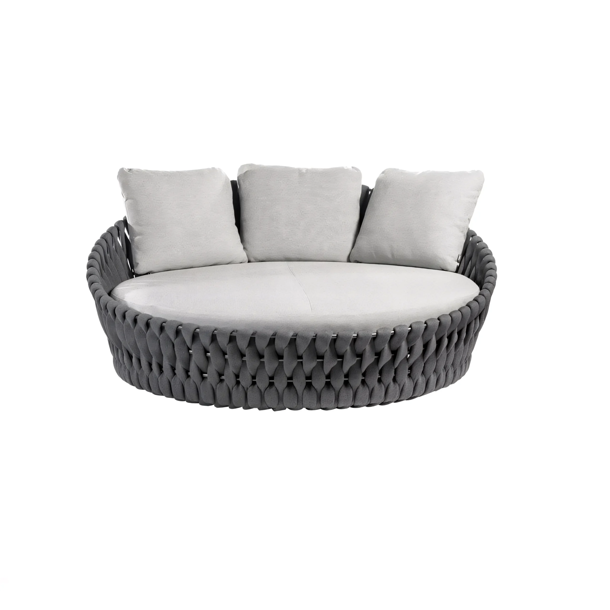 Modern Artisan Woven Sun Lounge | Oversized Round Daybed for Luxury Villas - Image 3