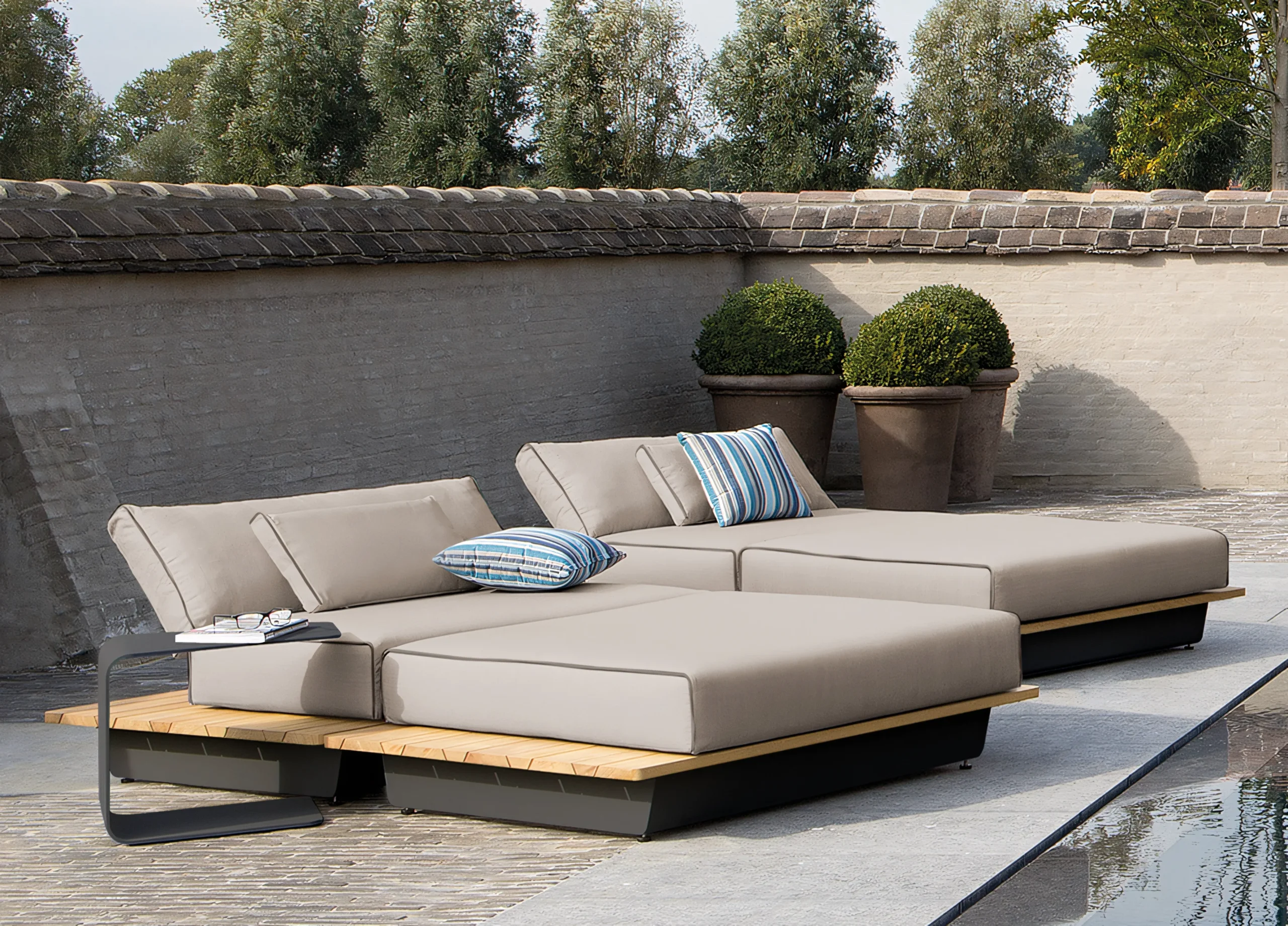 JS-ODL0224 Hot Selling Teak Wood Double Daybed (1)