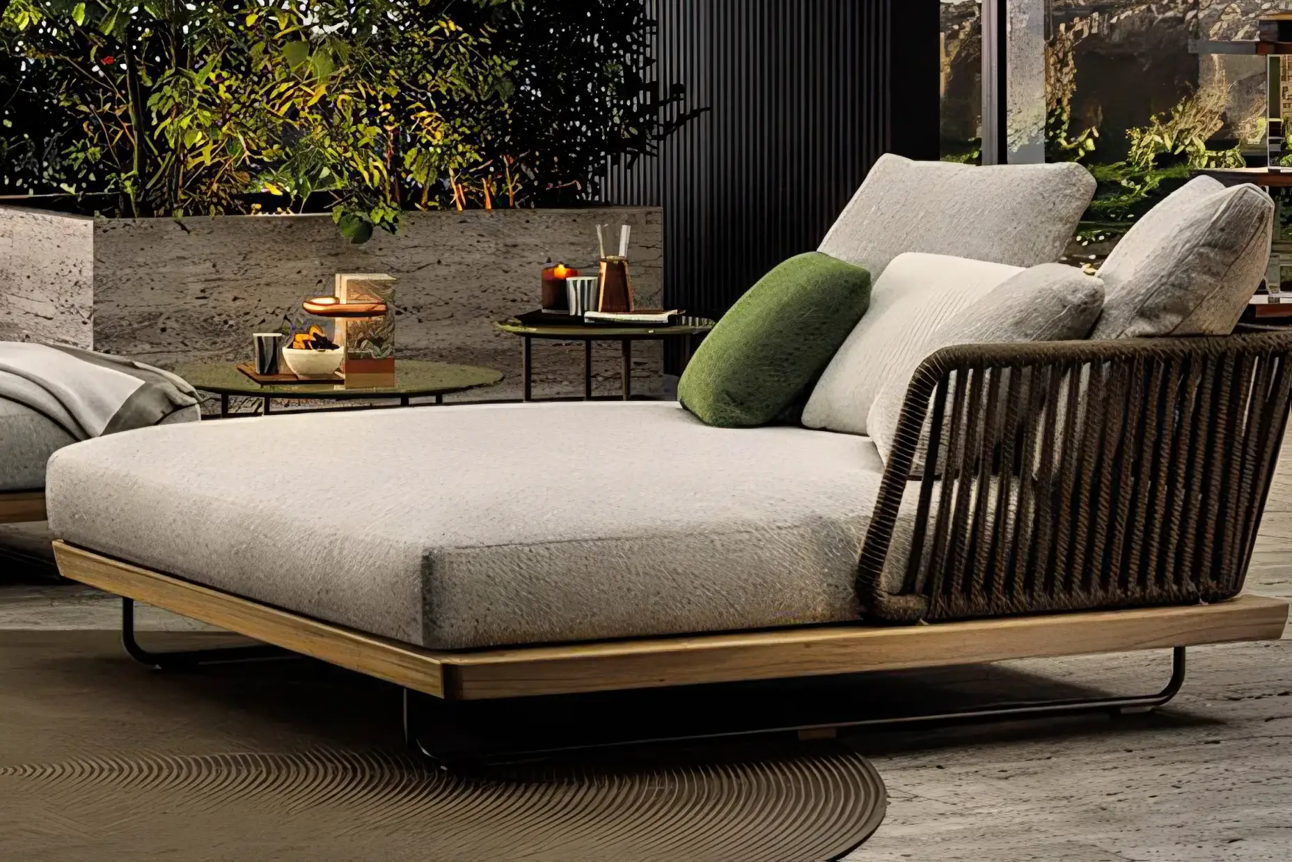 JS-ODL0254 Garden Furniture Wicker Sunbed Loungers (2-3)