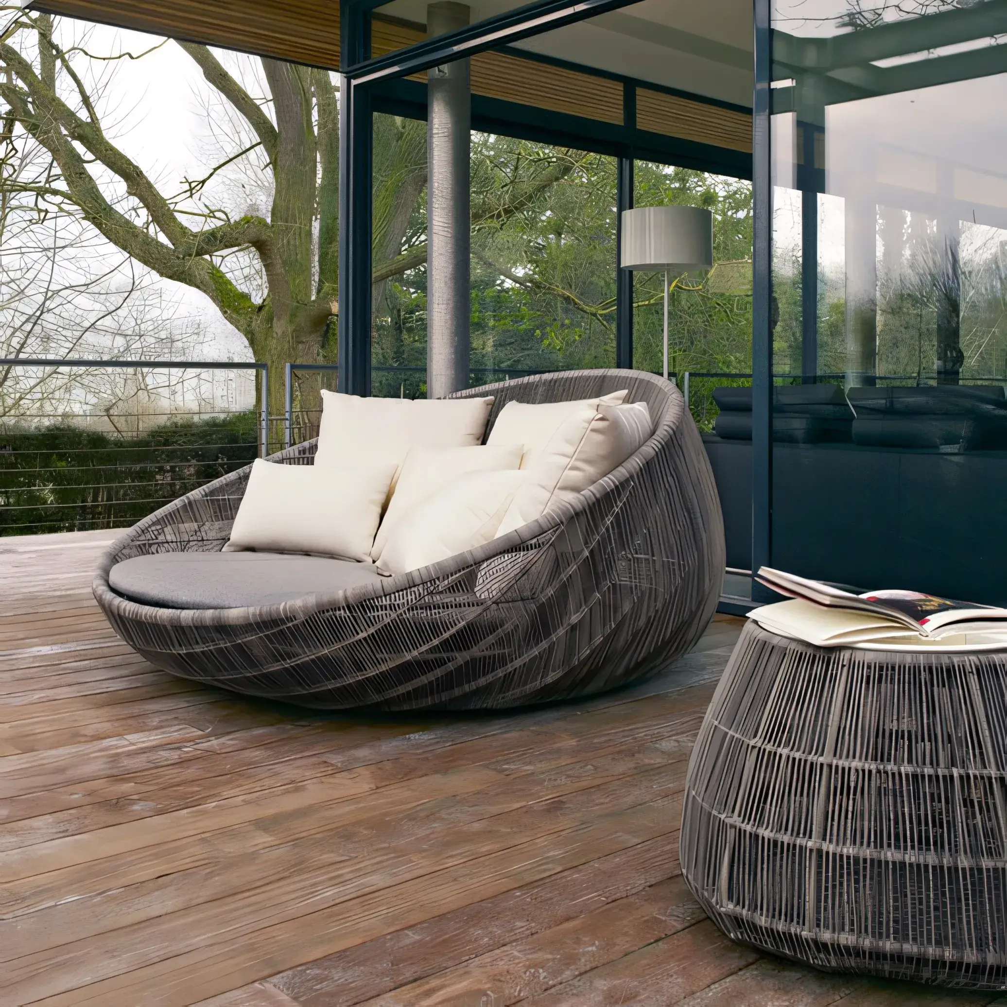 Modern Resort Style Rattan Sunbed Lounger | All-Weather Weave & Quick Dry Foam Cushion - Image 2