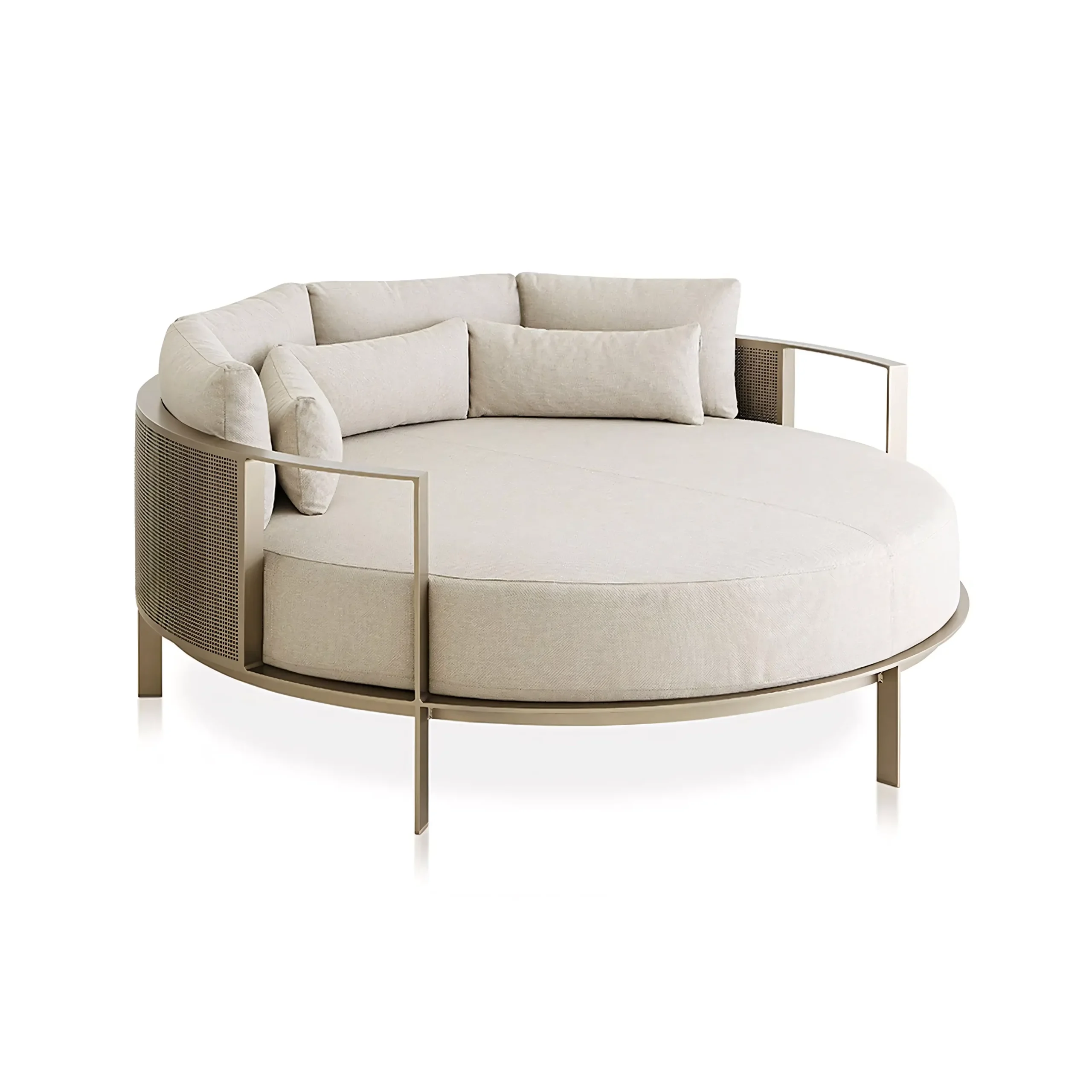 Architectural Series: Modern Round Outdoor Sunbed with Powder-Coated Aluminum Frame & Quick-Dry Cushions - Image 4