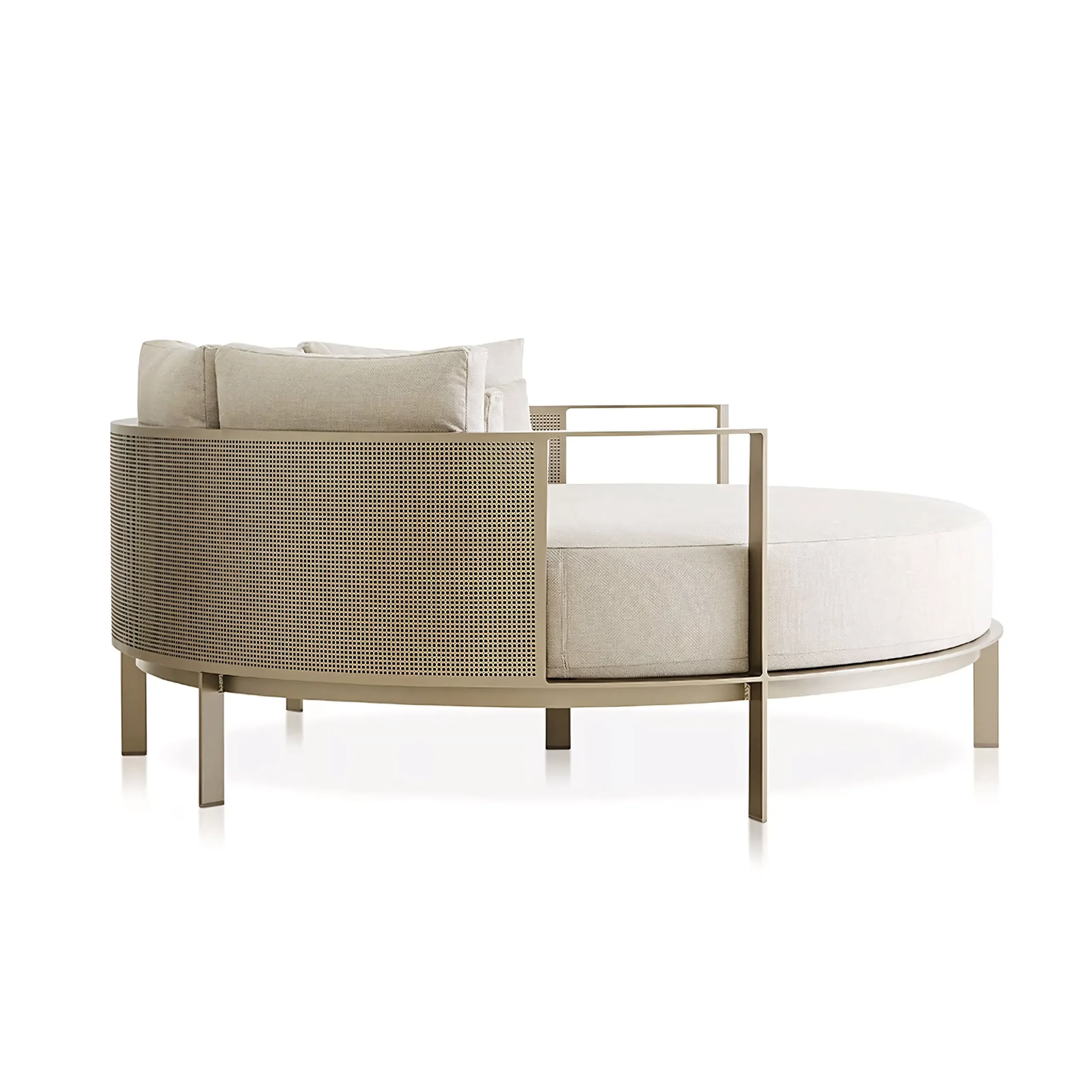 Architectural Series: Modern Round Outdoor Sunbed with Powder-Coated Aluminum Frame & Quick-Dry Cushions - Image 3